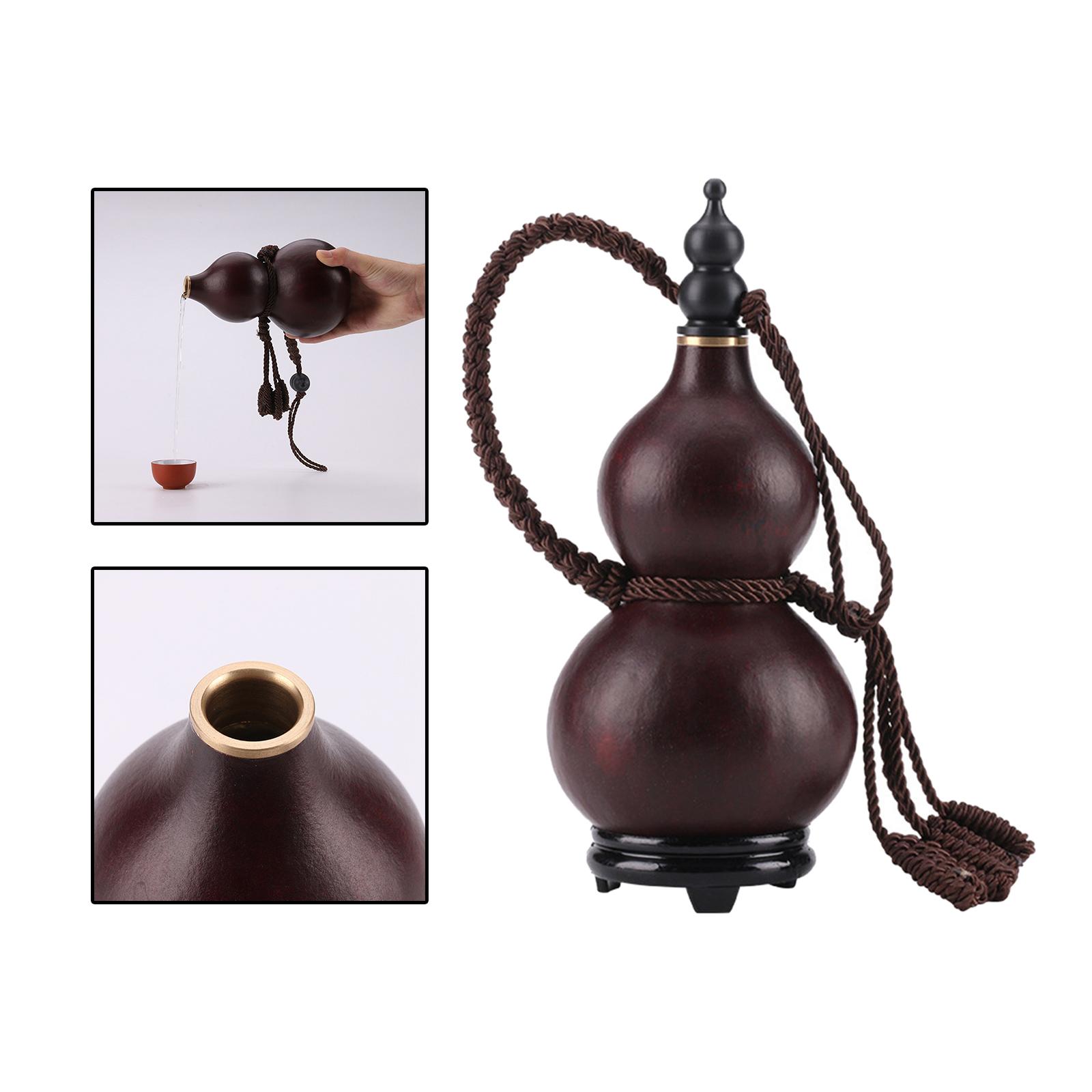 Dried Gourd Drinking Bottle with Lid Hollow Calabash Portable Gourd Water Bottle for Craft Indoor Drinks Holder Outdoor Decor