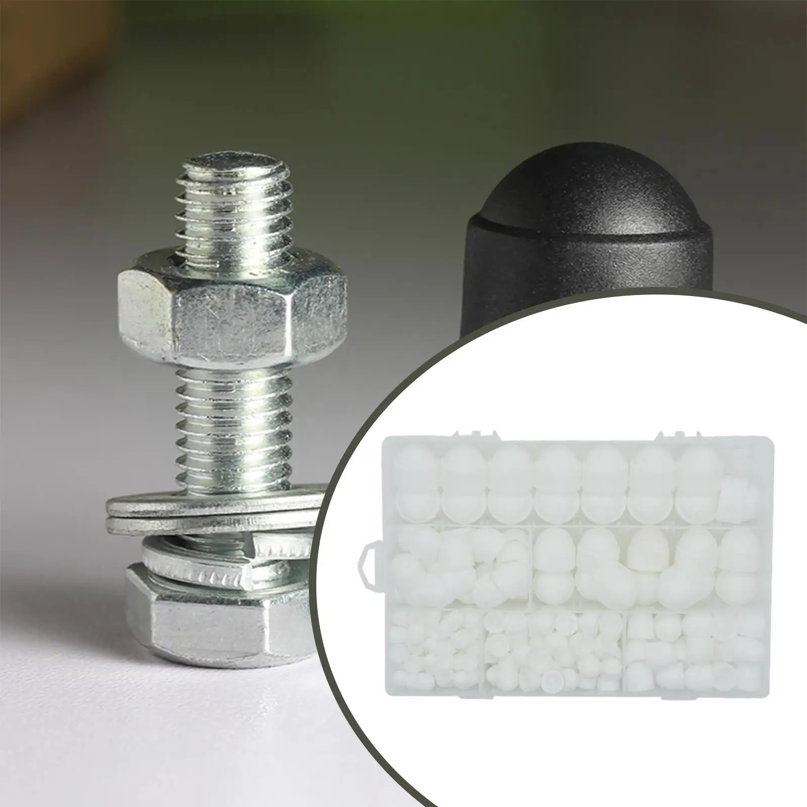 145Pcs M4-M12 Hexagon Nut Protection Cap Cover Screw Cover Caps Assortment Kits Easily to Install High performance White