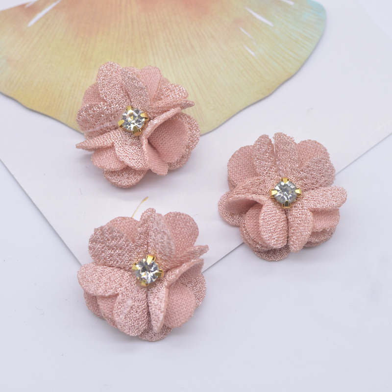 10 Stück 25 mm Mesh-Gardenia-Blumen-Applikationen für DIY-Kopfbedeckungen, Haarspangen, Dekoration, Zubehör, Kleidung, Hut, Schuhe, Basteln, Nähflicken – Detail 6