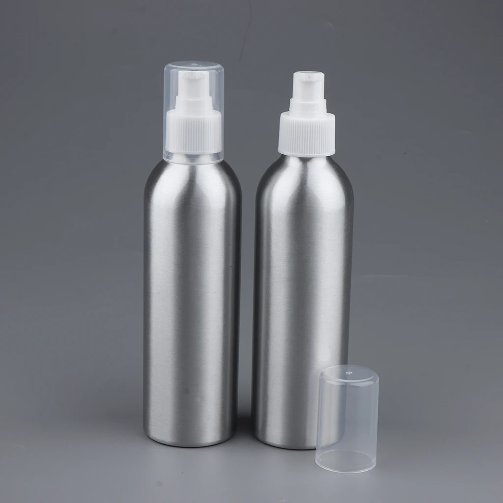 2x 250ml Empty Makeup Pump Bottle Aluminum  Lotion Container