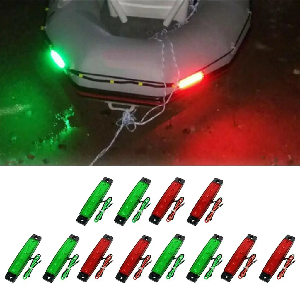 12 Pieces Red and Green Boat Navigation  Lights DC 12V for Boat
