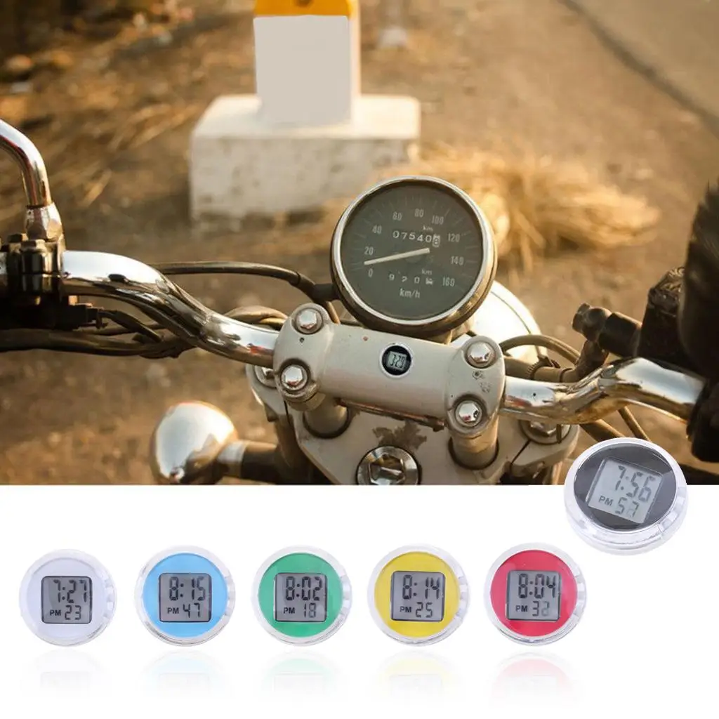 Portable Mini Motorcycle Bike Digital Clock LED Hour Minutes Seconds Display