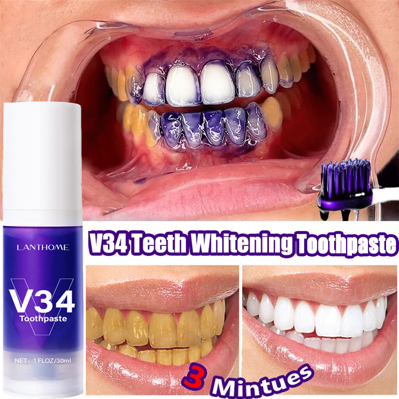 Best of V34 Purple Teeth Whitening Toothpaste Remove Plaque Stains Cleaning Oral Hygiene Bleaching Tooth Care Fresh Breath Dental Tools Reviews & Tips