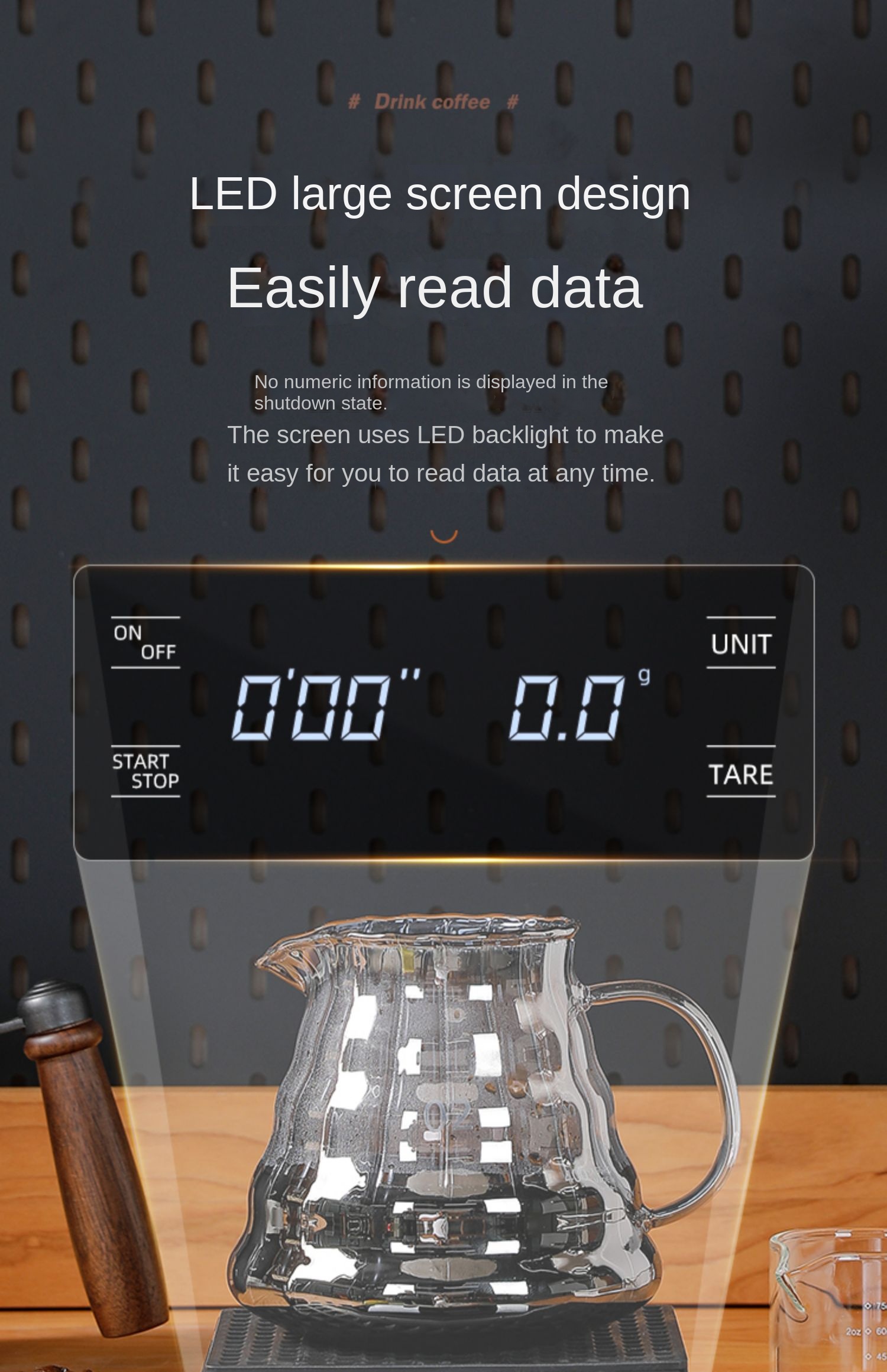 Title 19, USB Charging Kitchen Coffee Scale with Timer LE...