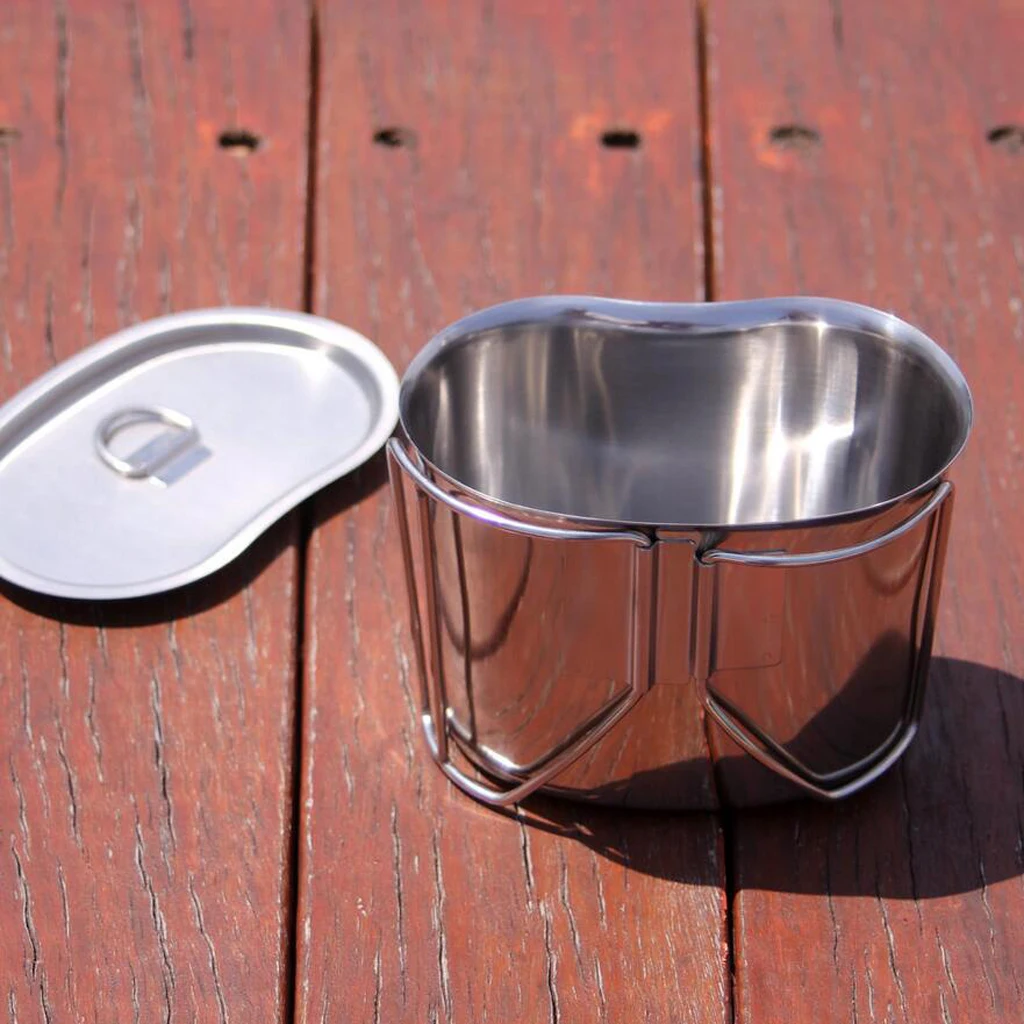Stainless Steel Canteen Cup with Handle Camping Hiking Water Cup Lunch Box