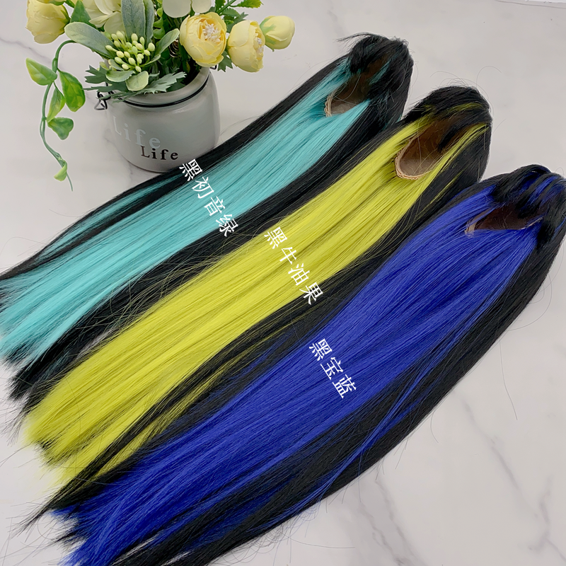 New 1/3 1/4 1/6 Doll Wig Dual Color Long Hair with Bangs Sweet Cool Soft High Temperature Silk False Hair Doll Accessories