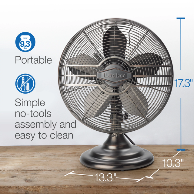 Lasko 12 3-Speed Oscillating Classic Metal Table Fan with Tilt-Back,  R12210, Bronze Mini Fan Portable Portable Fan desk fan - AliExpress