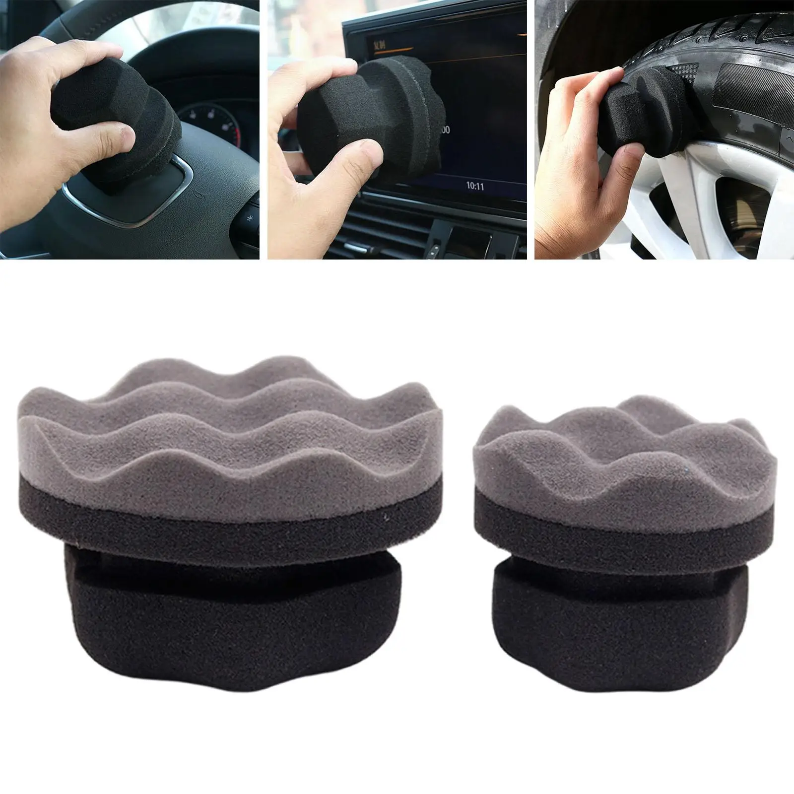1x Auto Waxing Pads Sponge Set Wheel Polishing Pad Car Polisher Kits Manual Applicator for Vehicle Detail Handle Drill