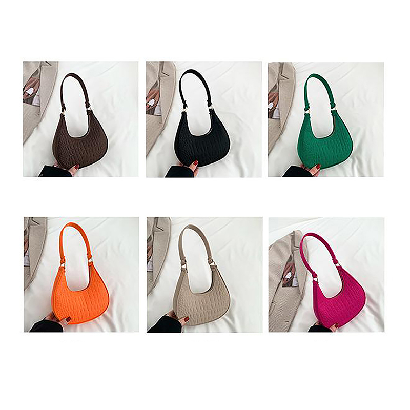 Candy Color Advanced Design Textur Achsel Handtaschen Filz Umhängetaschen für Frauen Frauen Subaxillar Tasche Geldbörsen Halbmond Tasche – Detail 2