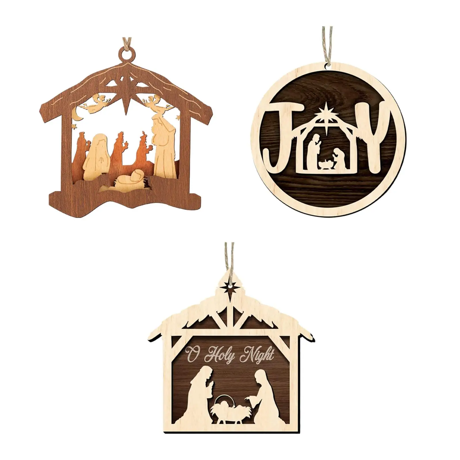 Christmas Nativity Scene Ornaments Rustic Pendant for Tables Fireplace Party