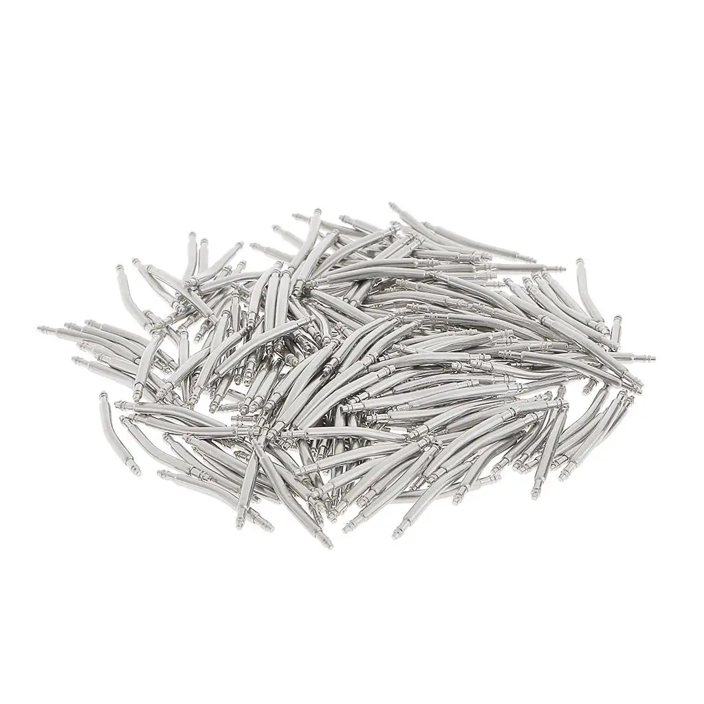 200pcs Stainless Steel Curved Spring Bar Pins Link for  Size 16-26mm