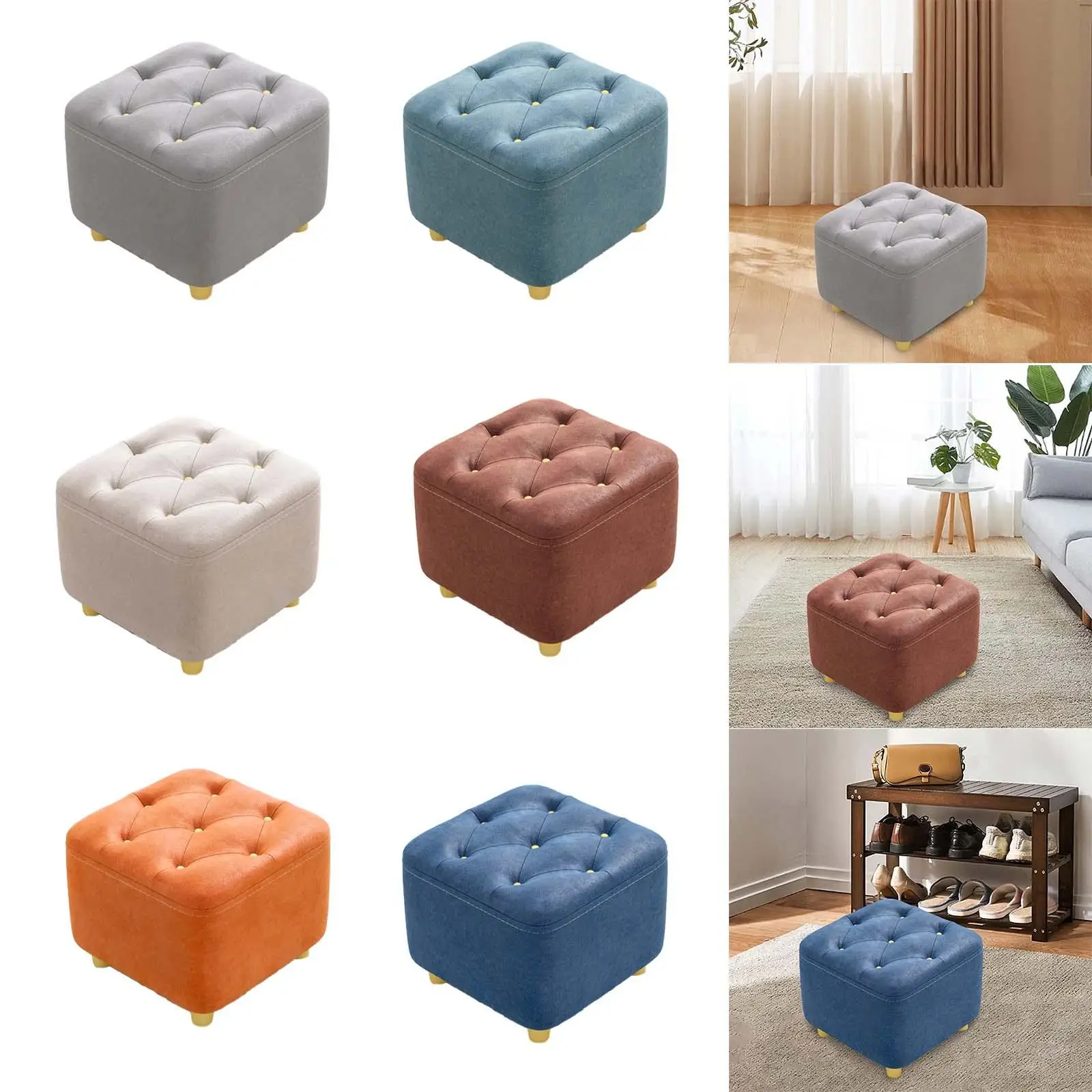 Footrest Square Footstool Non Slip Stylish Creative Comfortable Foot Stool Ottoman Stool for Doorway Entryway Playroom Couch