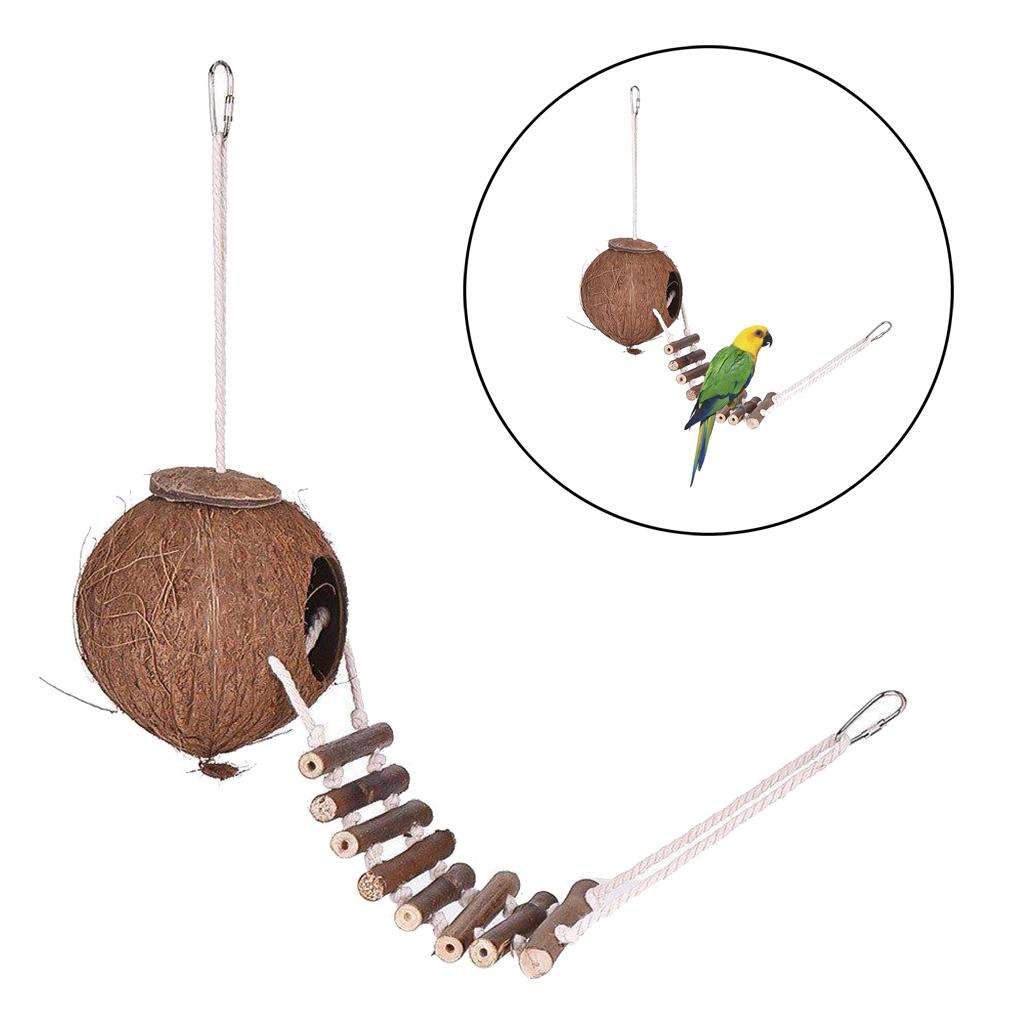 Title 4, Hanging Bird House Cage Toy for Pet Bird, Natur...