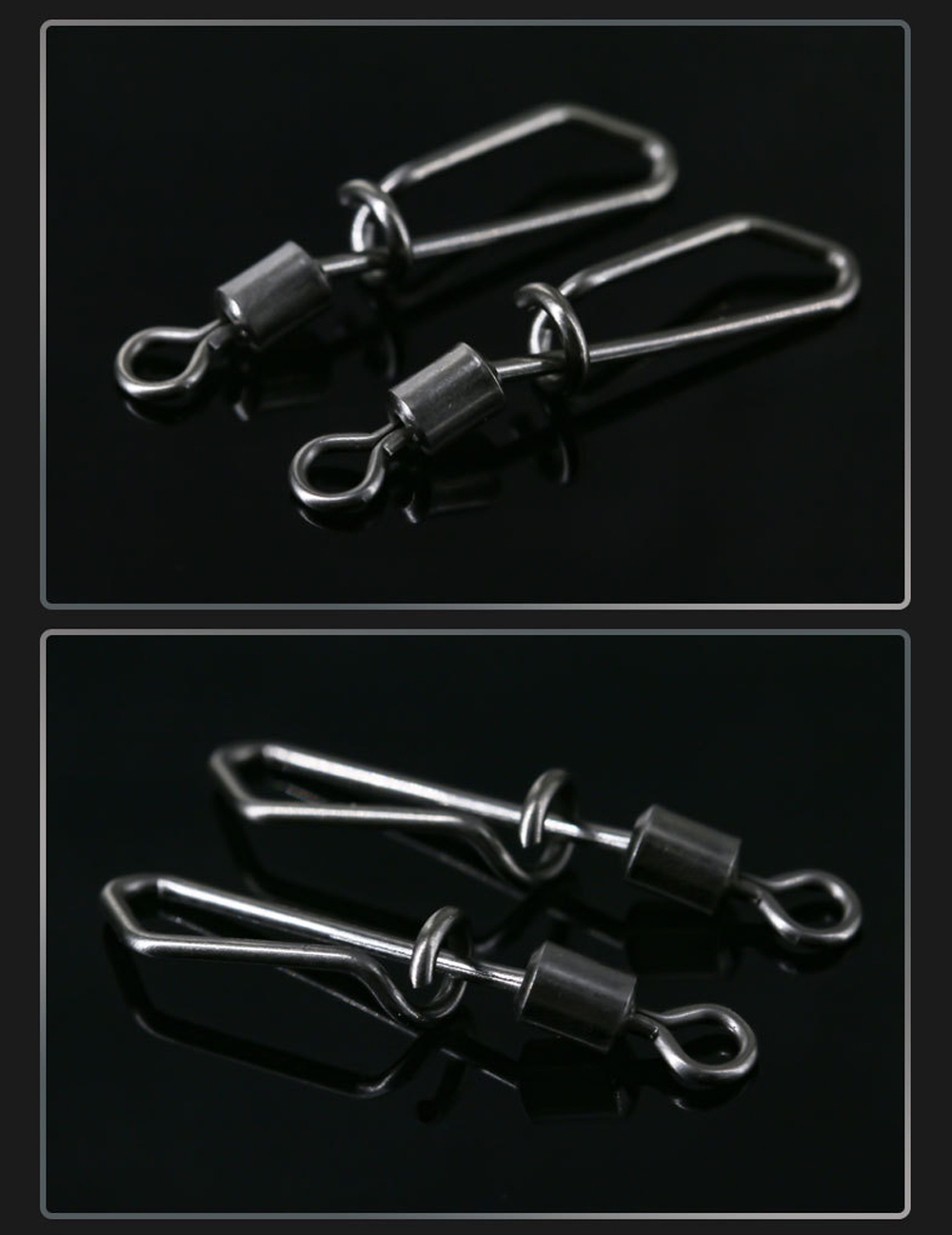 DNDYUJU 10-50X Angeln Wirbel Mit Verriegelung Snap Pin Rolling Swivel Edelstahl Angelhaken Köder Karpfen Stecker Angeln Werkzeug – Detail 10