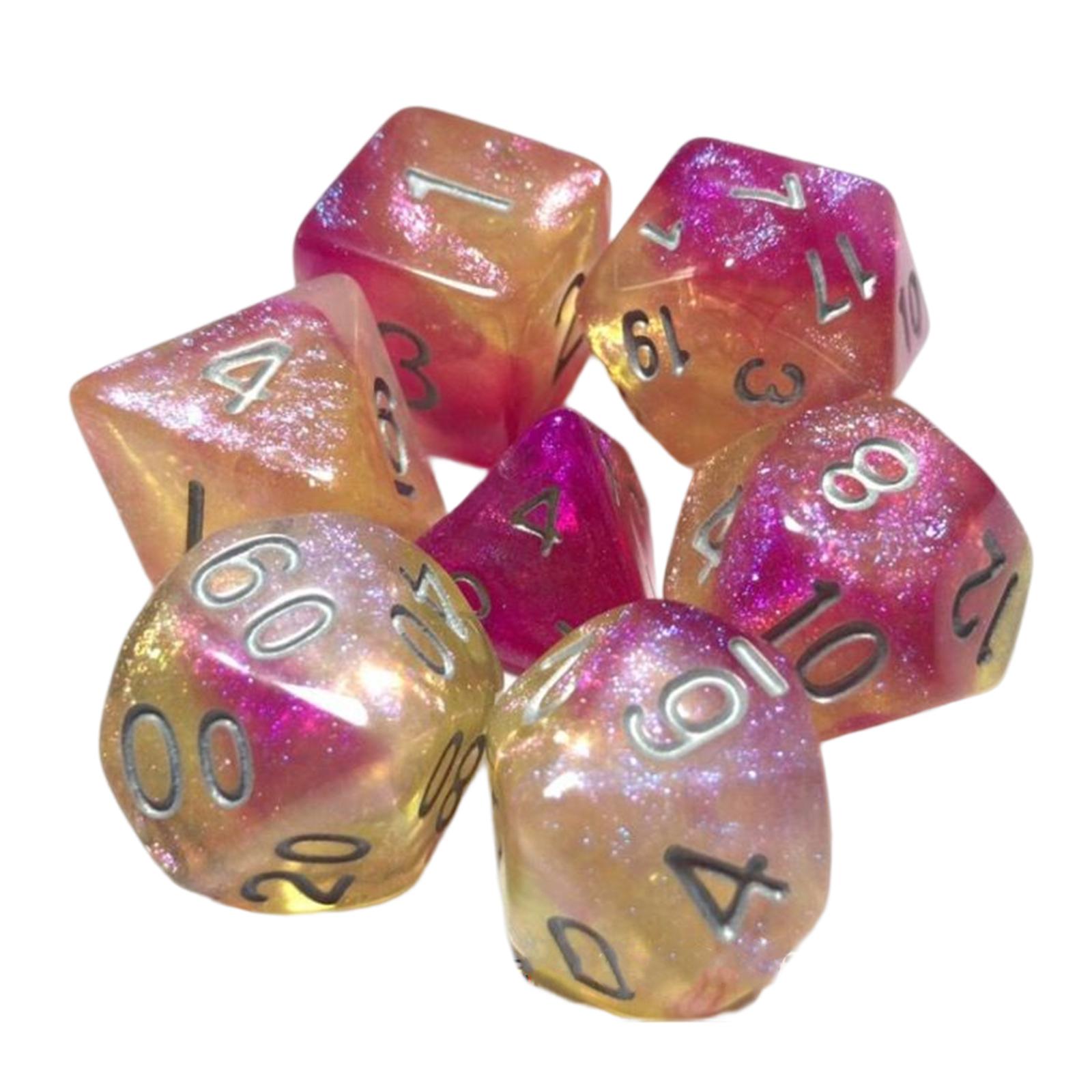 7pcs Mini Polyhedral Dice Set D4 D6 D8  D10 D10 D12 D20 Dices Glitter Game Accessories for Dnd Board Games