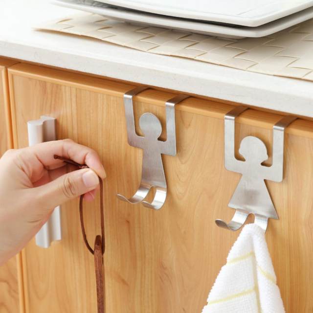 2 pezzi gancio per porta dell'armadio a forma di S gancio per chiavi in  acciaio inossidabile gancio per chiavi senza perforazione cucina di casa  porta del bagno organizzatore posteriore regalo - AliExpress