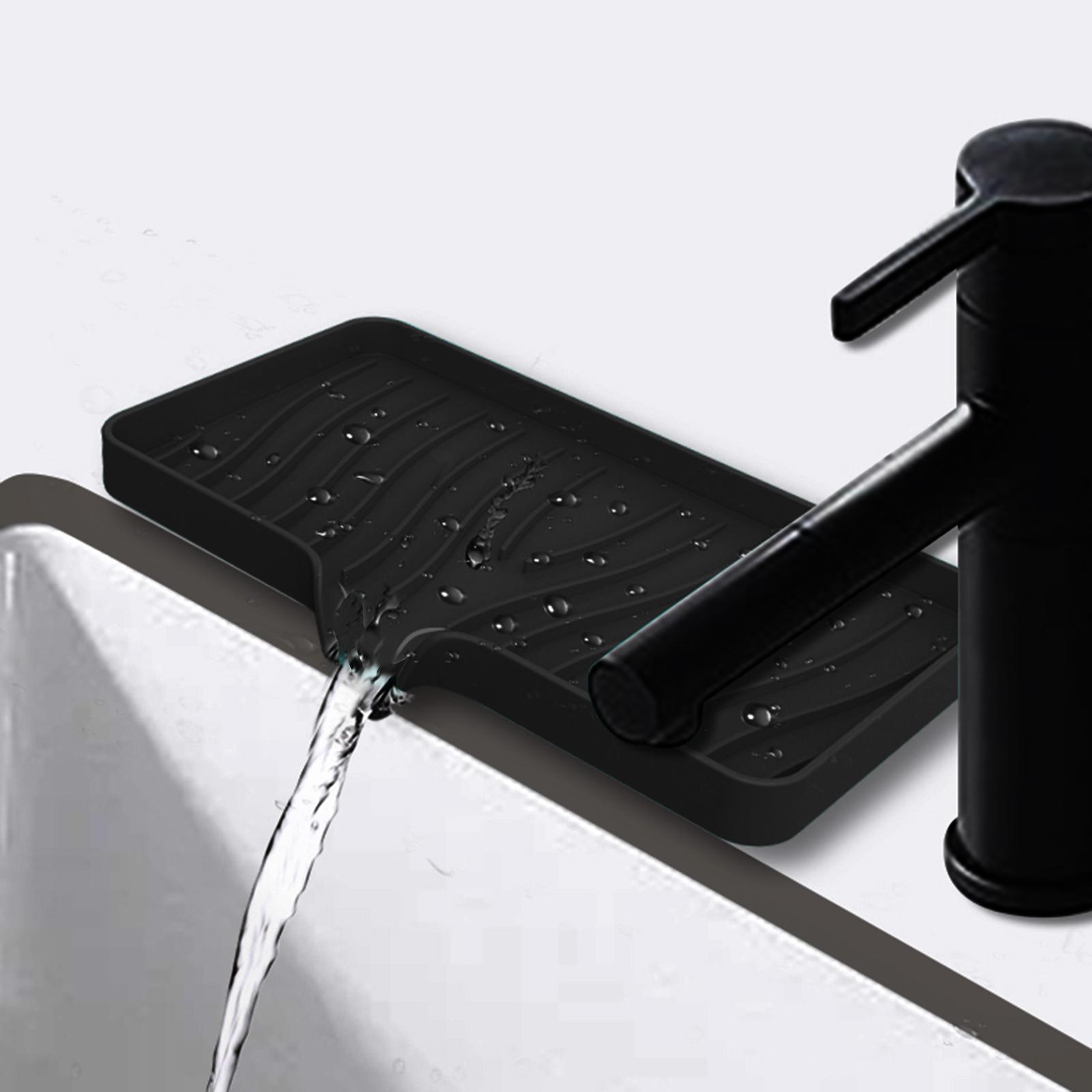Silicone Soap Dish Holder Kitchen Sponge Tray Soap Box with Drain Soap Tray for Hotel Bathroom Countertop Kitchen Sink Toilet