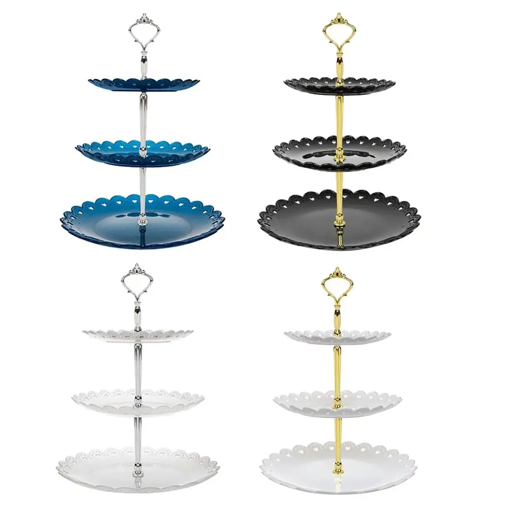 3-Tier Cake Stand Elegant Dessert Cupcake Stand Pastry Serving Tray Platter for Tea Party, Wedding and Birthday