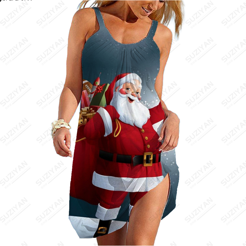 Natal Papai Noel 3D Impresso Vestido de