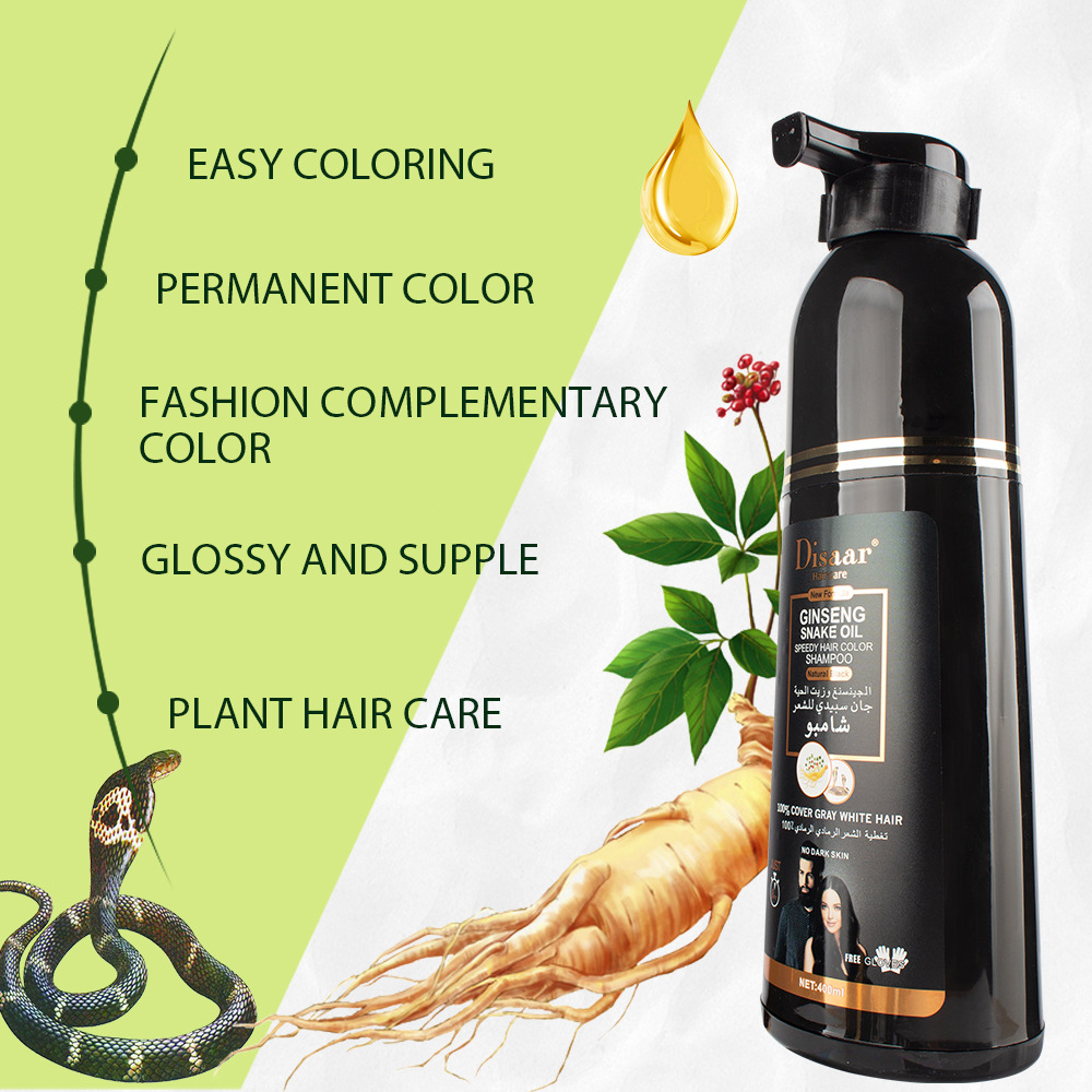 Best of Disaar Ginseng Black Color Dyeing Shampoo Plant Essence Moisturizing Nourishing Hair Care Black Hair Color Dye Shampoo 400ML Reviews & Tips - Image 5