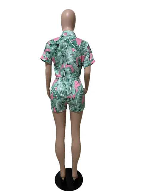 Pokiha Summer Print Women Shirt Elastic Waist Shorts Sets Beach Holiday  Casual Loose Suits Short Sleeve Shirts Two Piece Sets - Short Sets -  AliExpress