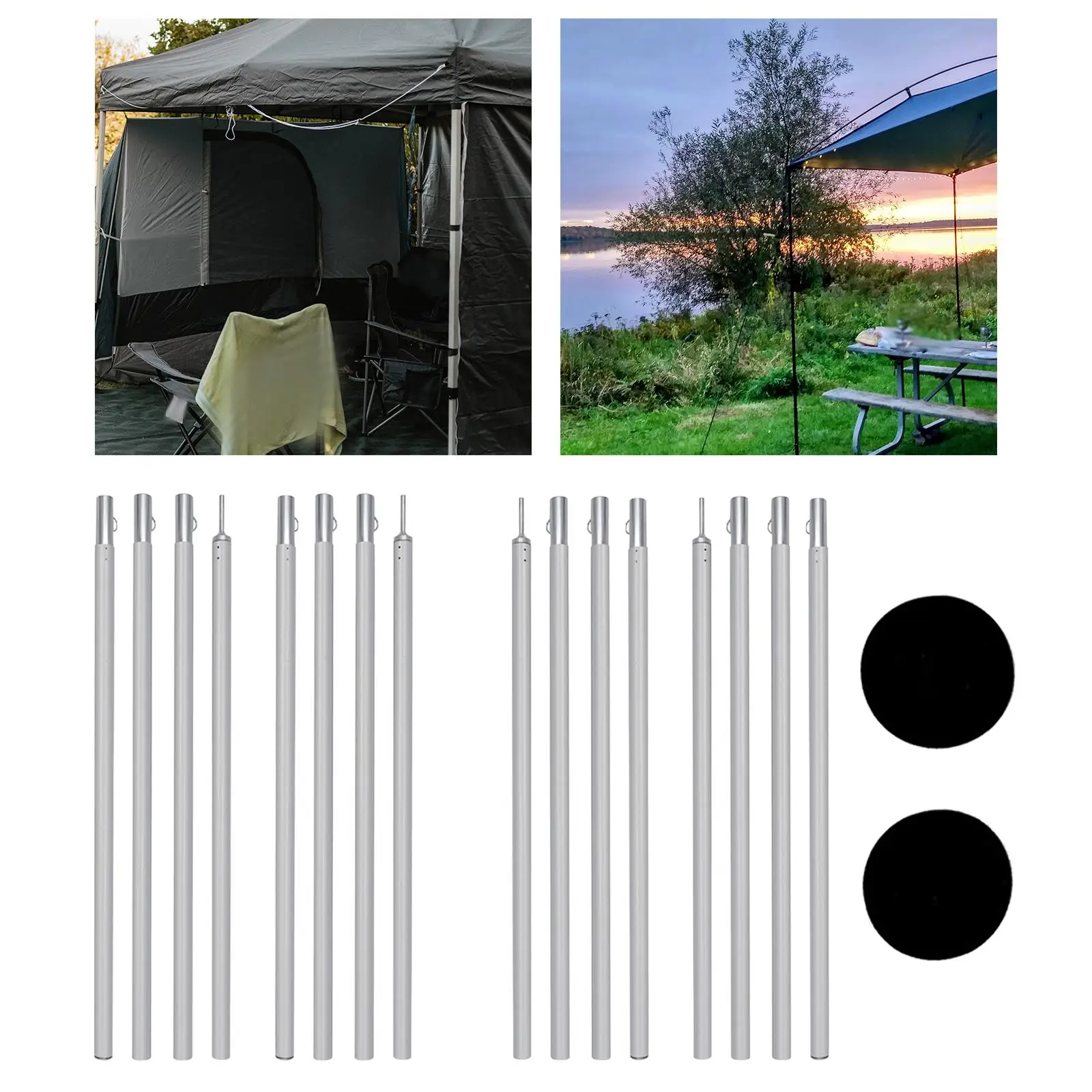 Portable Tent Poles Replacement Heavy Duty Tarp Poles for Sunshade Hammock