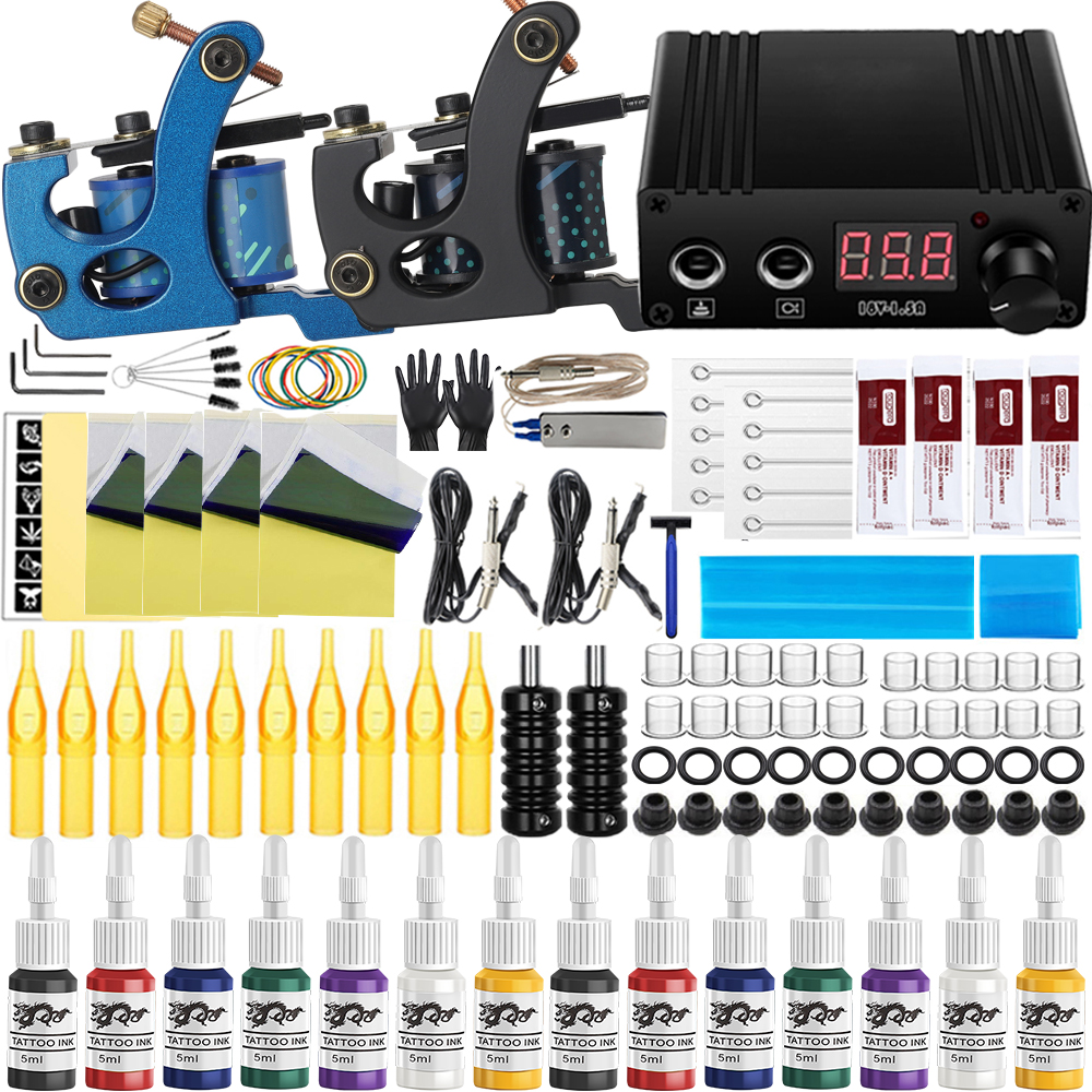 Best of Complete Tattoo Machine Kit 10 Wraps Coil Tattoo Gun Set With Power Supply Needle Ink Pigment Tattoo Tools For Body Art Beginner Reviews & Tips