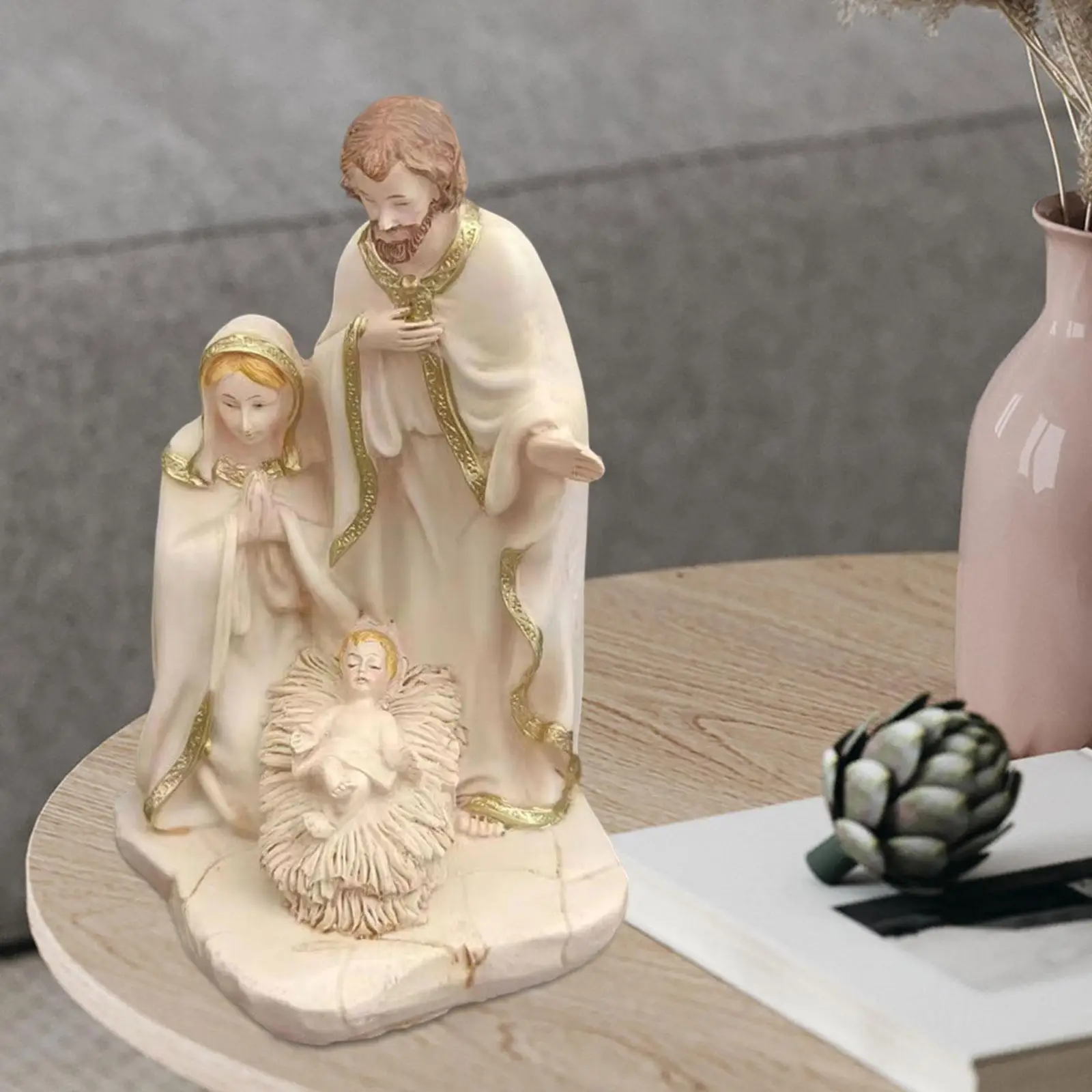 Nativity Scene Figurine Set Hand Painted 6.30inch Sculpture Resin Holy Family