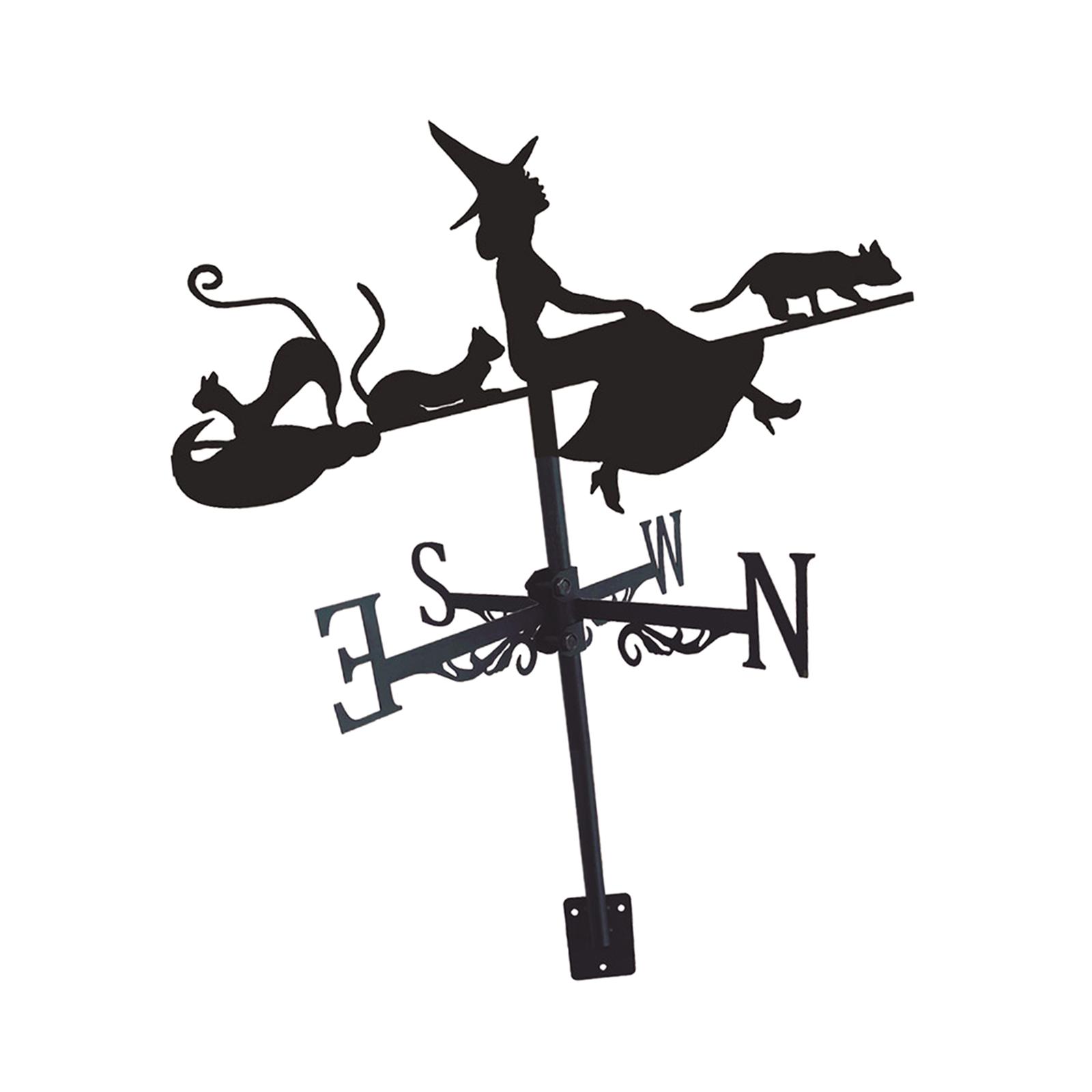 Black Wrought Iron Weathervane Direction Indicator for Courtyard Garden Barn