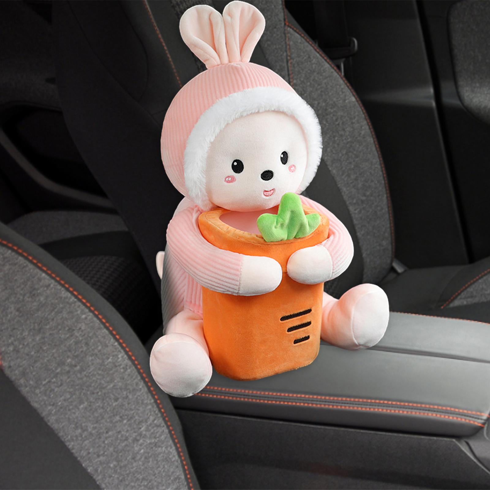 Soft Plush Car Tissue Box Trash Can Cute Plush Animals Garbage Can Universal Trash Car Accessories Tissue Paper Box Decor