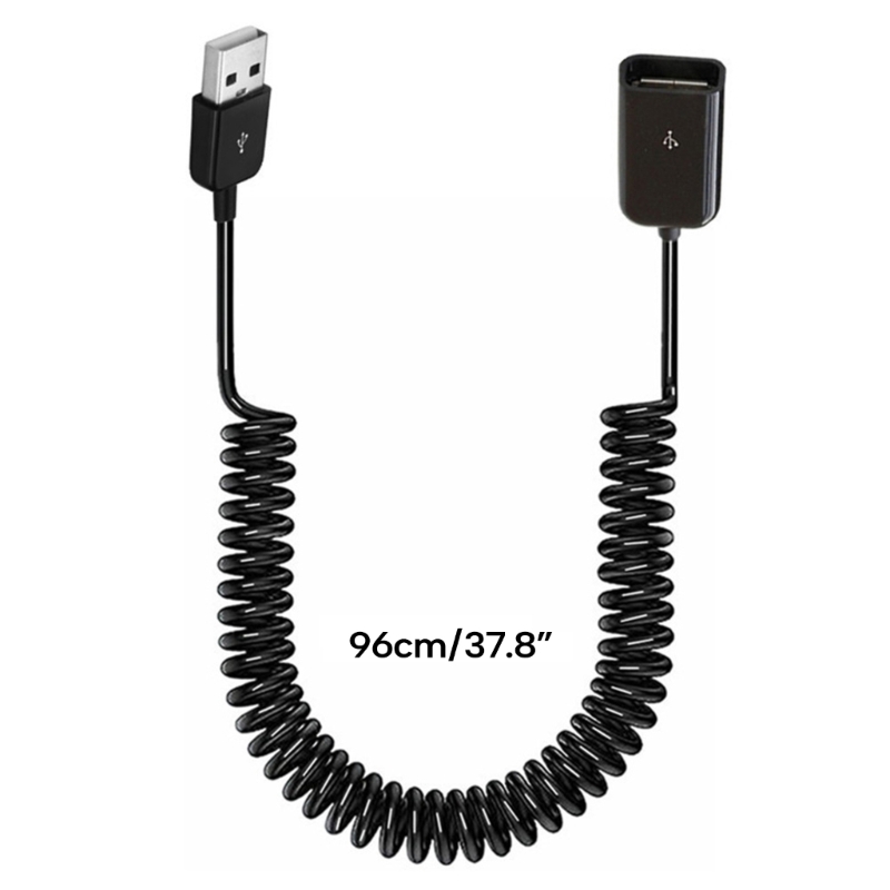 USB 2.0-Stecker auf Buchse, spiralförmiges Adapterkabel, 1 m, Feder-Teleskop-Verlängerungskabel zum Aufladen – Detail 6