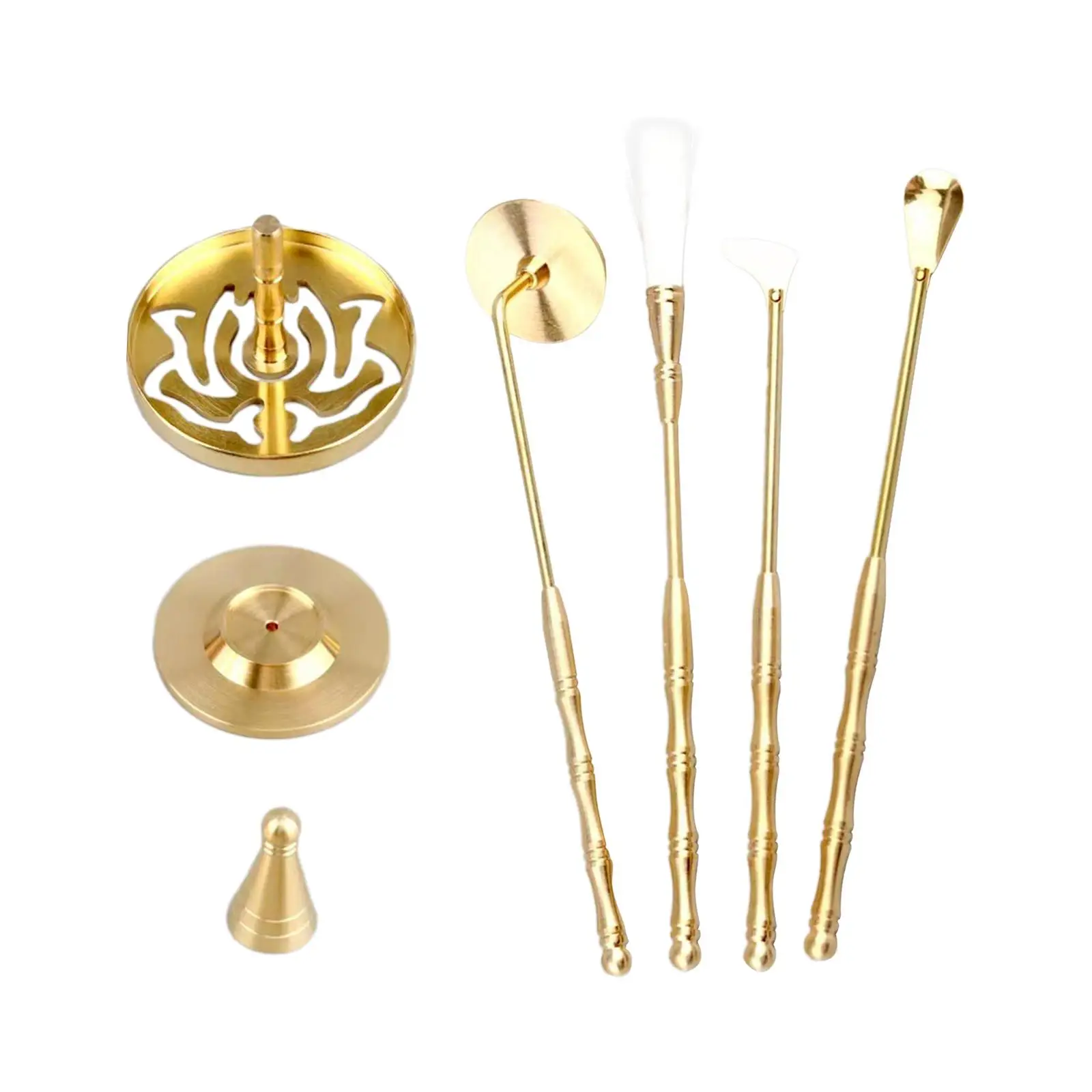 7 Pieces Brass Incense Making Set Incense Spoon Incense Ash Press DIY Incense Fragrance Accessories Chinese Incense Ceremony Set