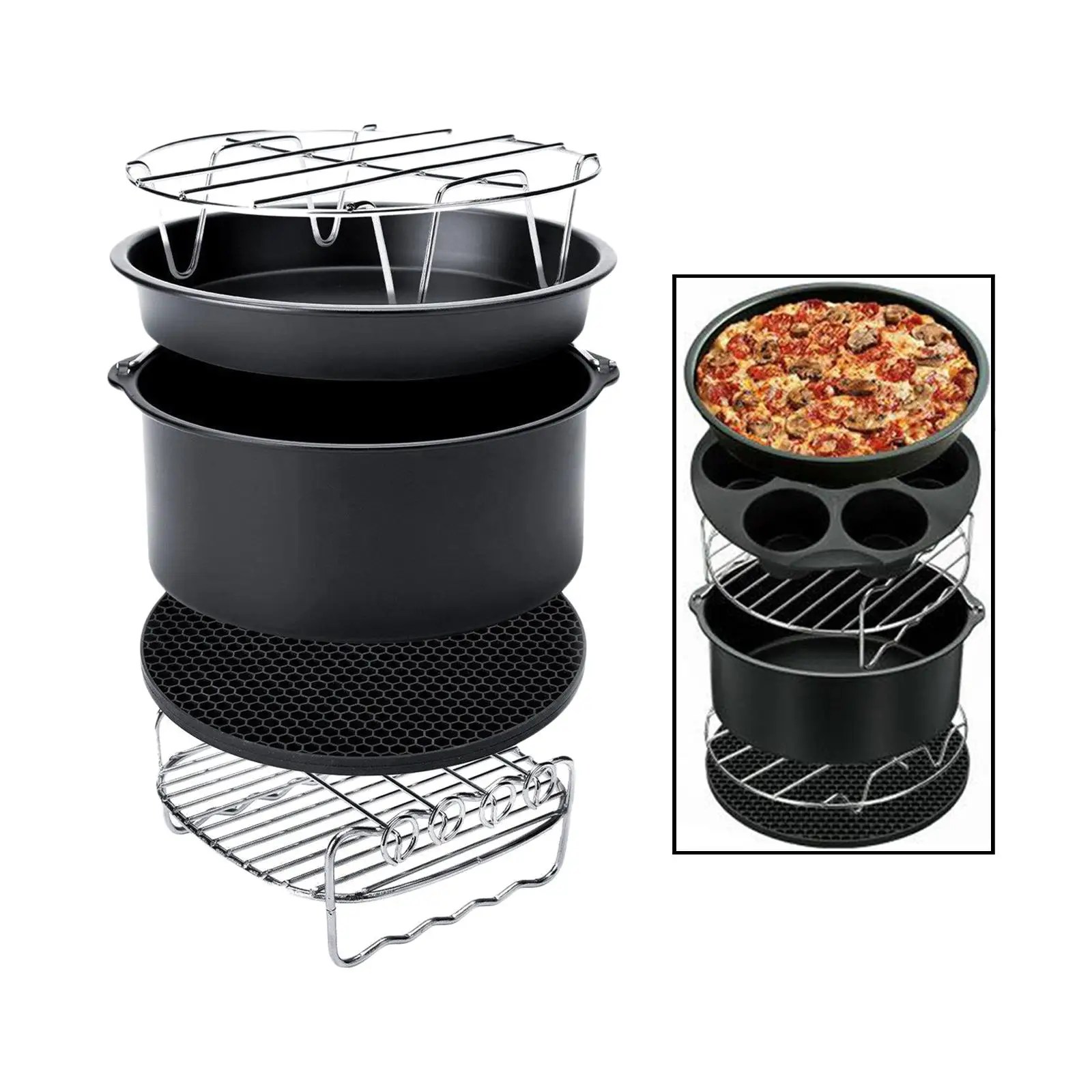14pcs fryer Accessories 9 for 4.2-8QT Baking Basket Plate Grill Pot Kitchen Cooking Tool for Party