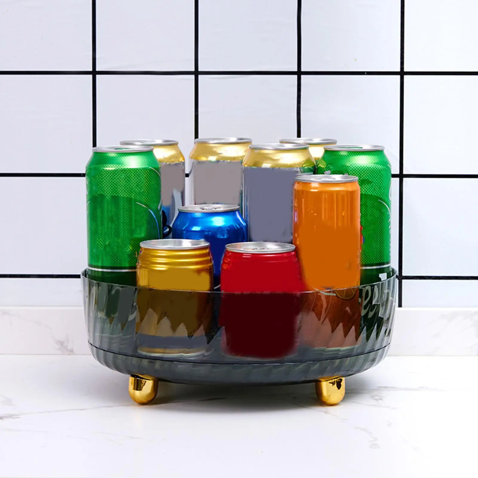 Multipurpose Storage Box 360 Degree Rotation Decoration Round Container for Kitchen Bathroom Pantry Condiments Bedroom