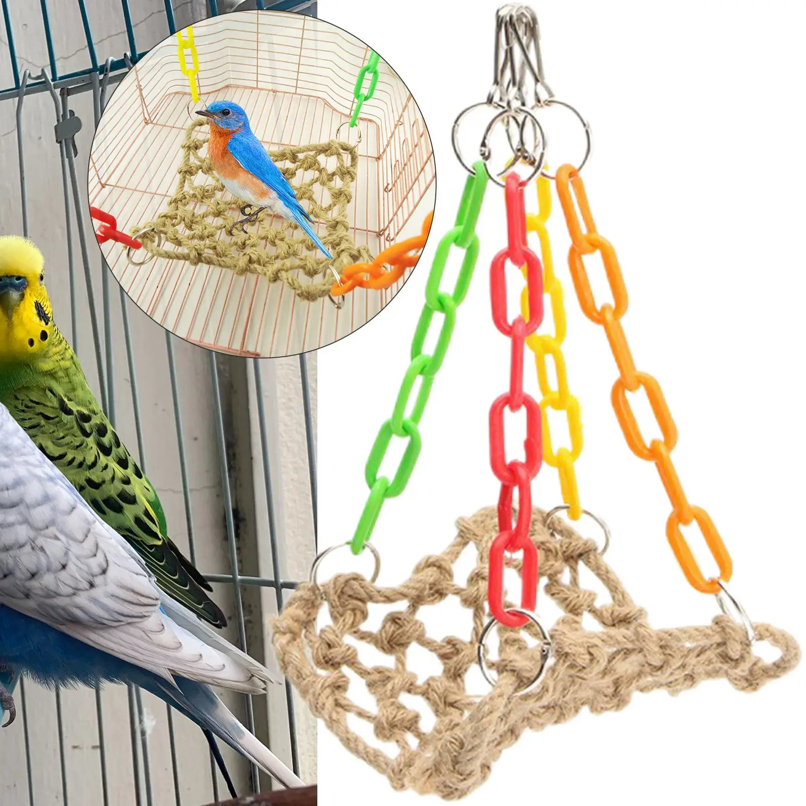 Pet Parrot Swing Toys Hanging Cage Toy Cage Toy Hammock Perches Stands for Finches Love Birds Parrot Small Bird Pet Supplies