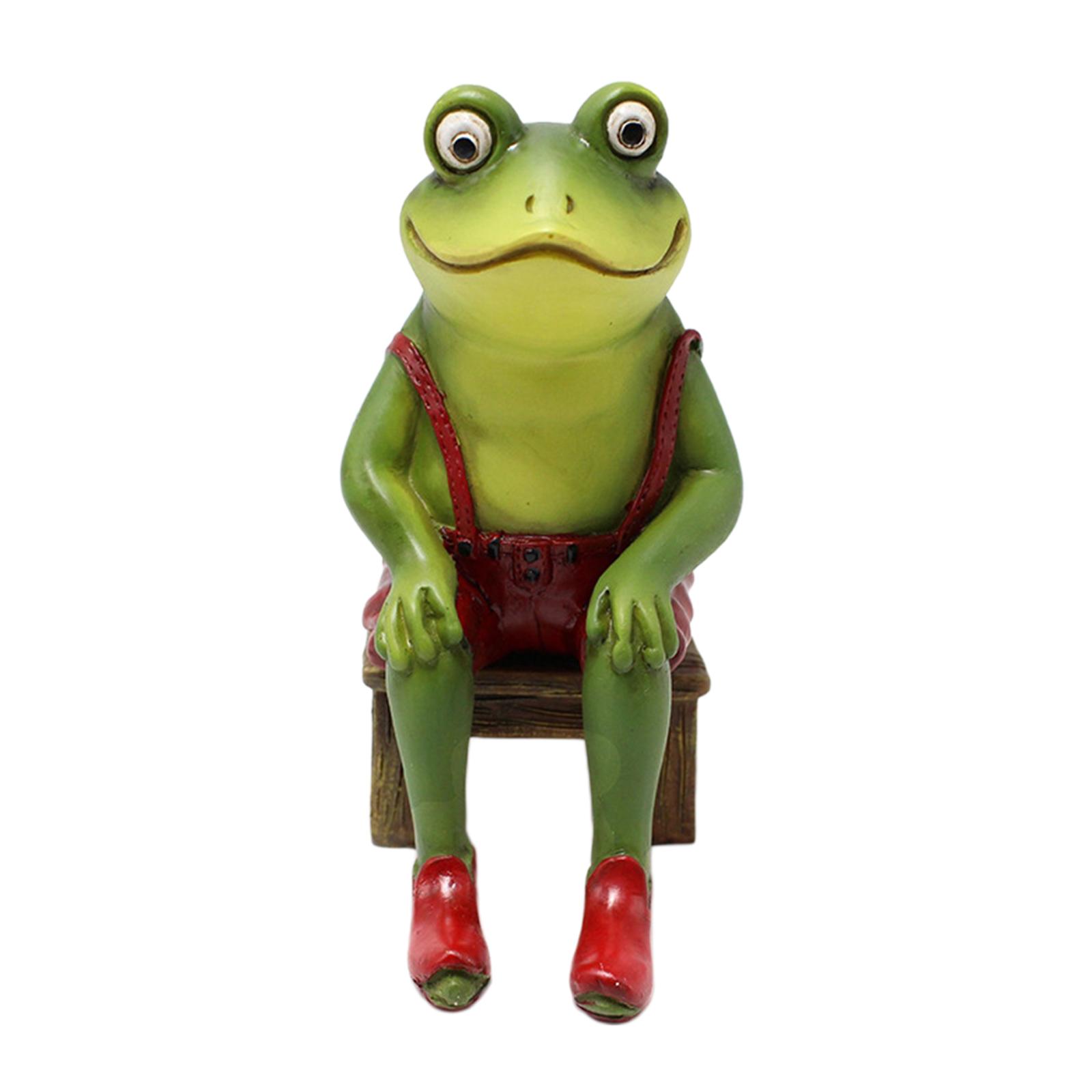 Novelty Frog Figurine Craft Sculpture for Tabletop Bedroom Decorations