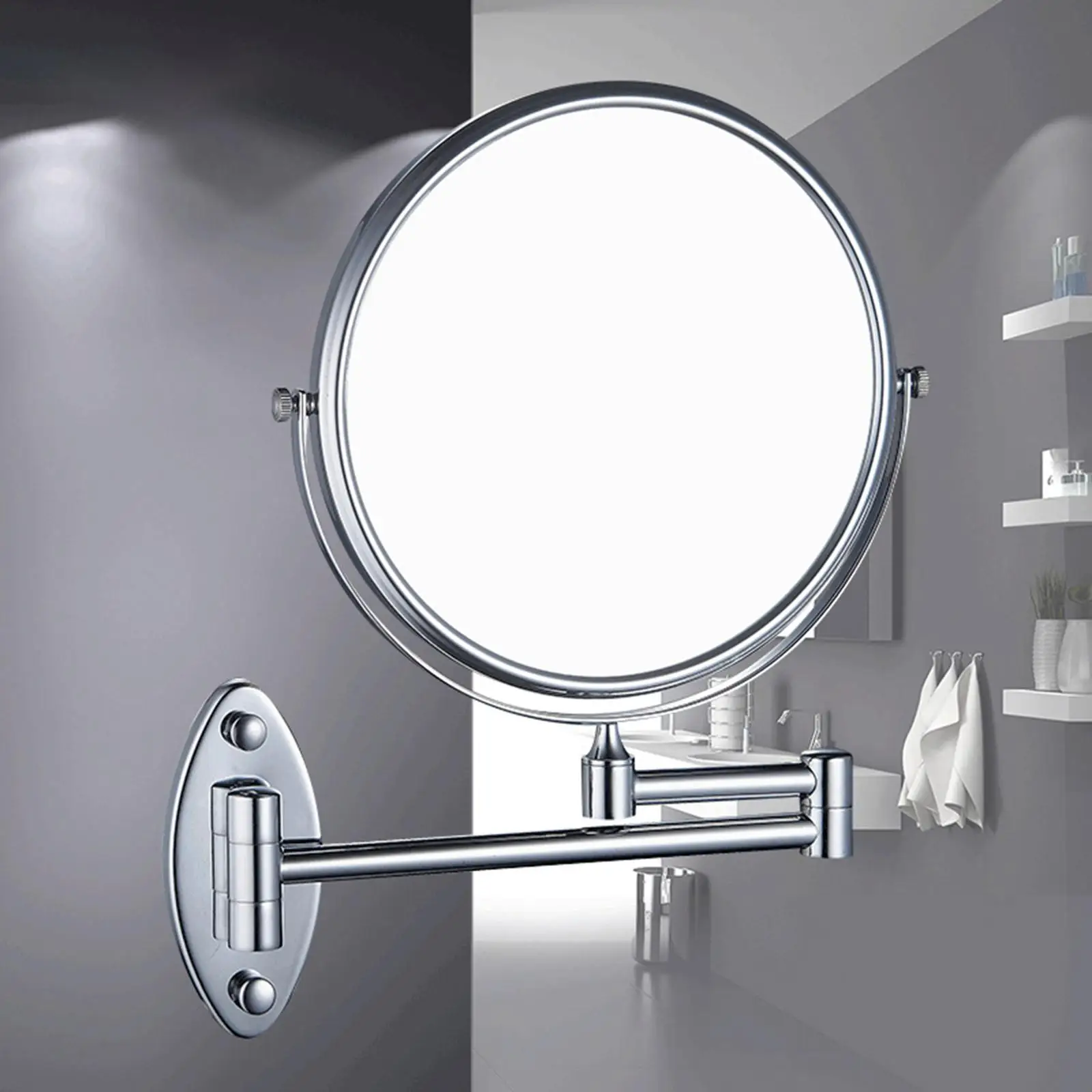 8 Inches Wall Mounted Makeup Shaving Cosmetic Rotating 3x Magnification Anti  Shaving Mirrors for Bathroom Hotel