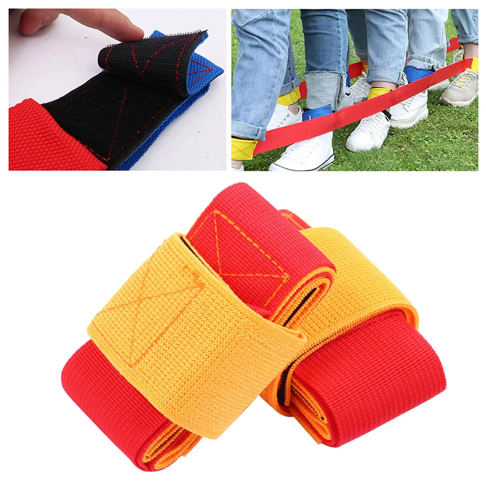  3-Legged Race Bands Elastic Tie Rope Perfect for Relay Race Game, Carnival, Field Day, Backyard for Teamwork Kids 