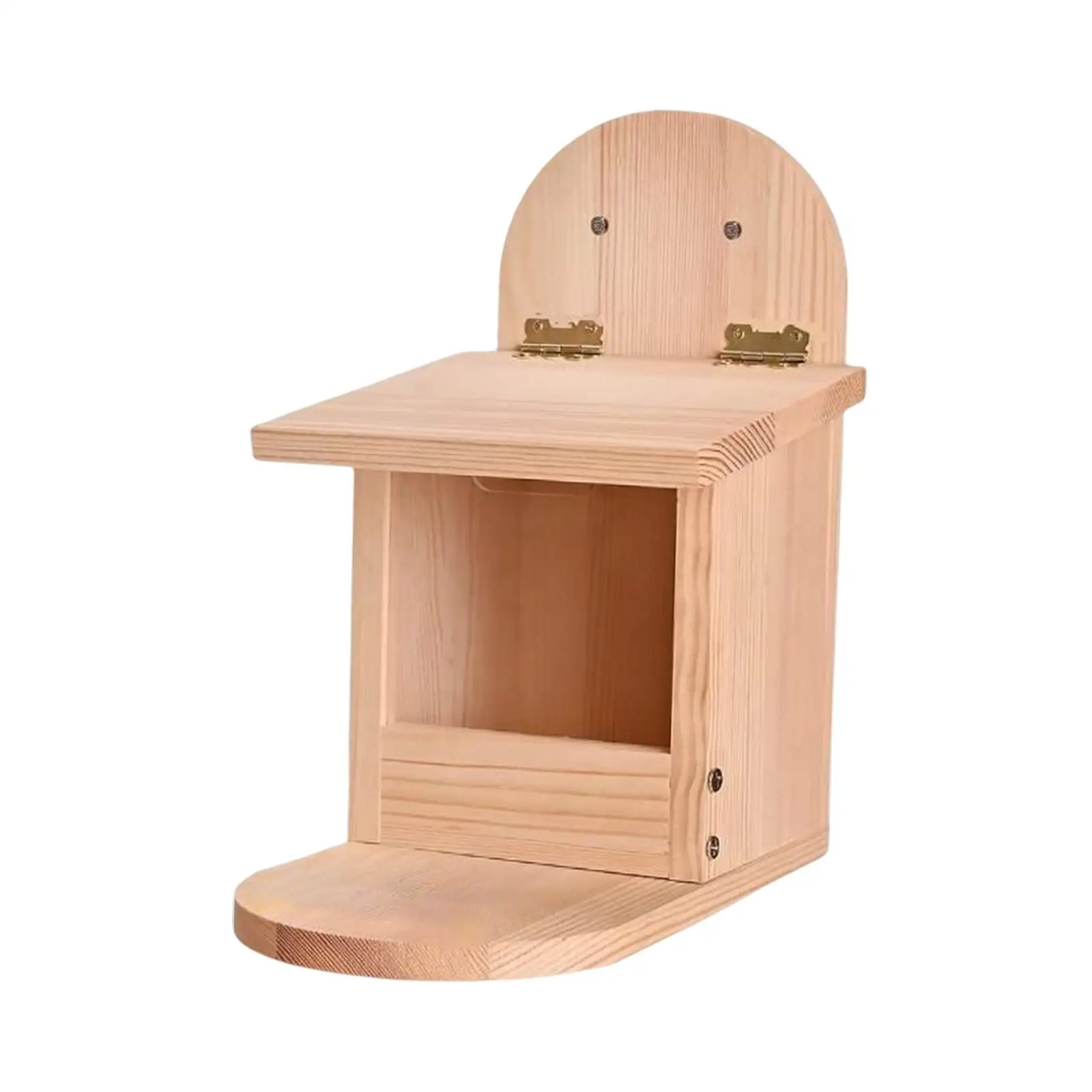 Wooden Squirrel Feeder Box Durable Feeding Station Handcrafted Wood Animal
