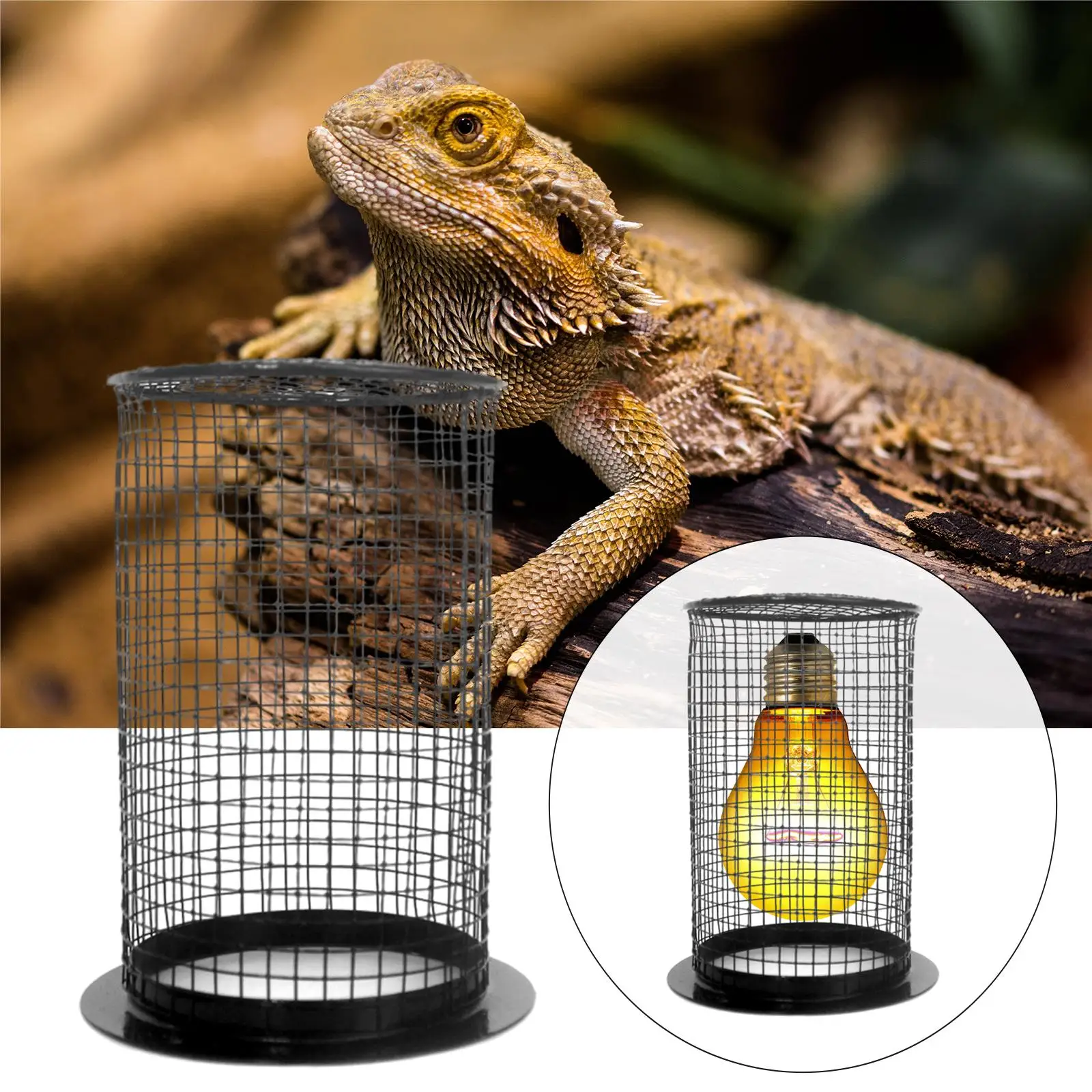 Reptile Heating Lamp Lampshade Heater Guard Anti Scald Lamp Mesh Cover Ceramic Light Bulb Enclosure Cage Protector