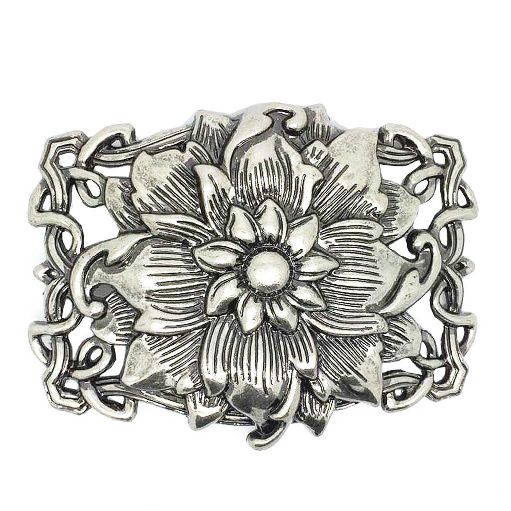 Novelty Metal 3D Lotus Flower Belt Buckle Buddha Rodeo Classic Western Cowboy