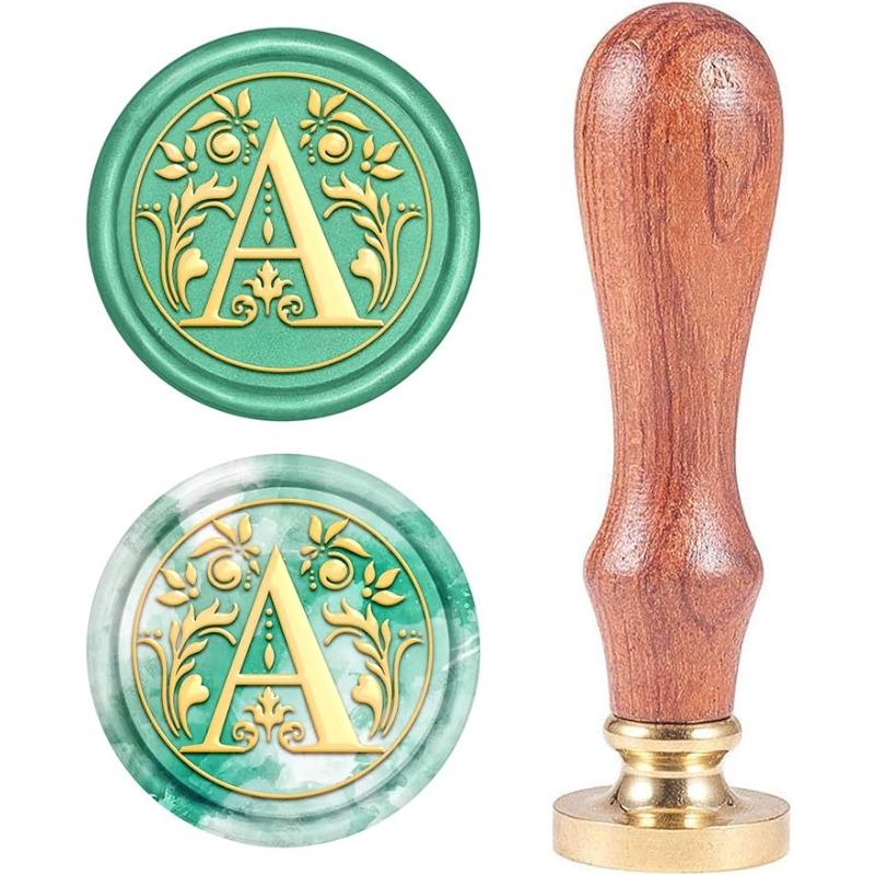 Description Picture 2 of item1pc Letter A Wax Seal Stamp Vintage Alphabet Initial Sealing Retro 25mm Removable Brass Head with Wooden Handle