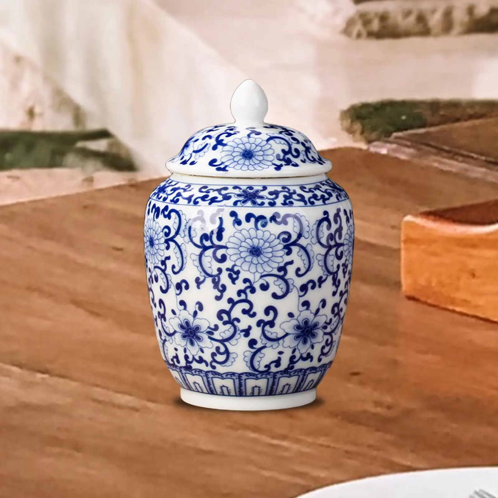 Ceramic Ginger Jar Chinese Style Ornaments Decorative Asian Ginger Jar for Party Desktop Wedding Living Room Floral Arrangement