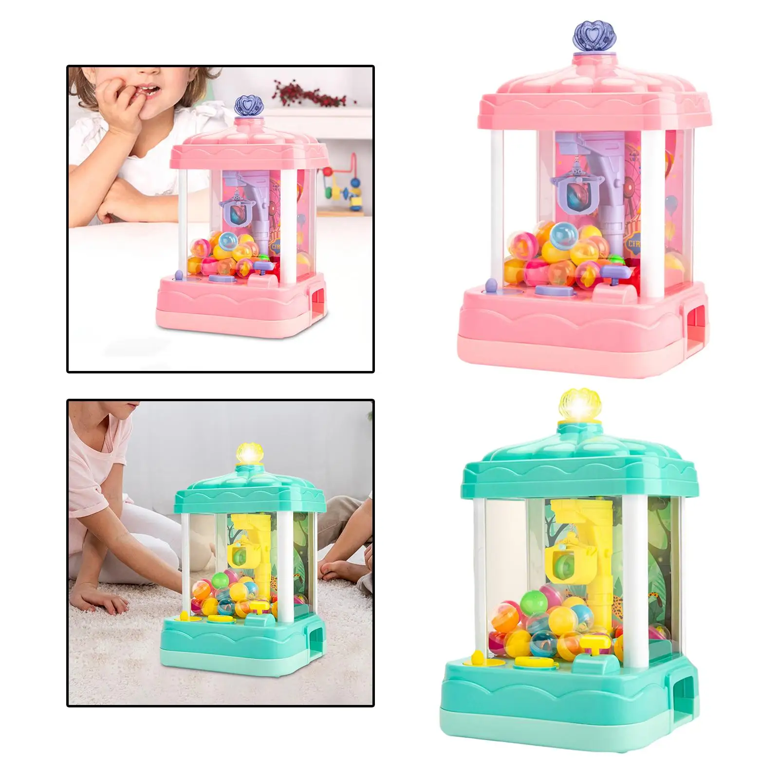 Mini Claw Machine Intelligent System with Music and Lighting Coin Operated Play Game Doll Machine Claw Catch Toy for Children