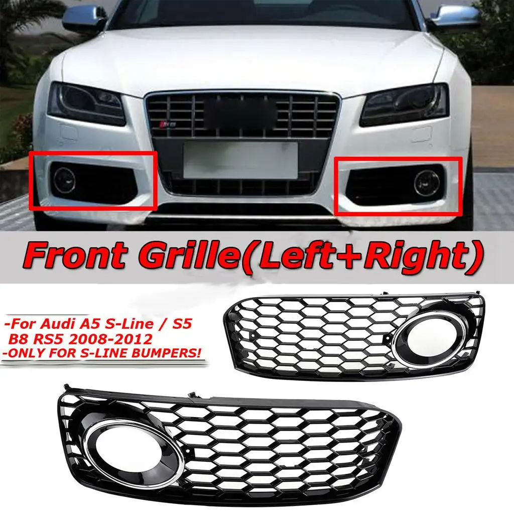 FRONT BUMPER FOG LIGHT GRILLE COVER for A5 S-Line S5 B8 RS5 08