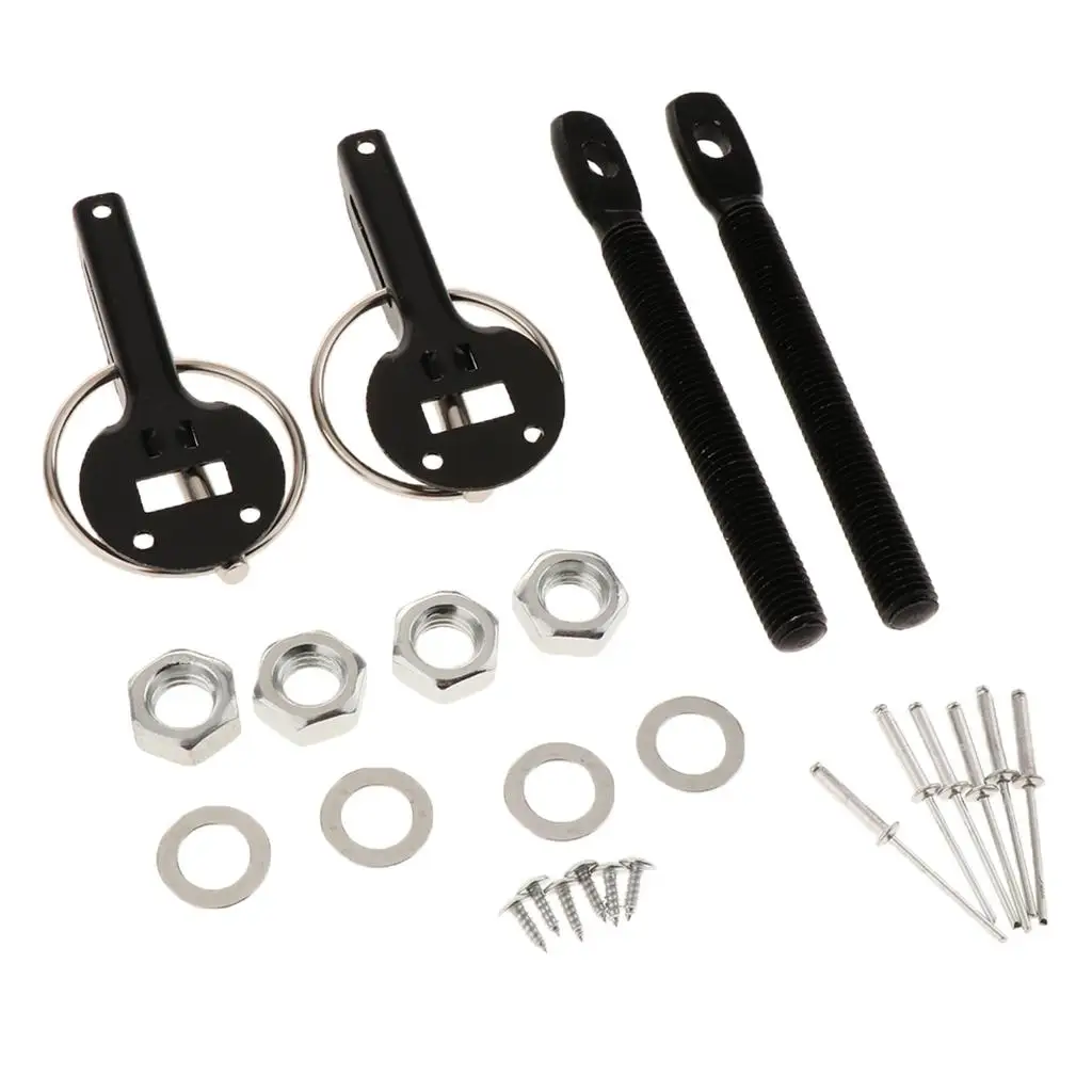 Hood Car Locking Latch, Mount Black Bonnet Sport Set Locking for 