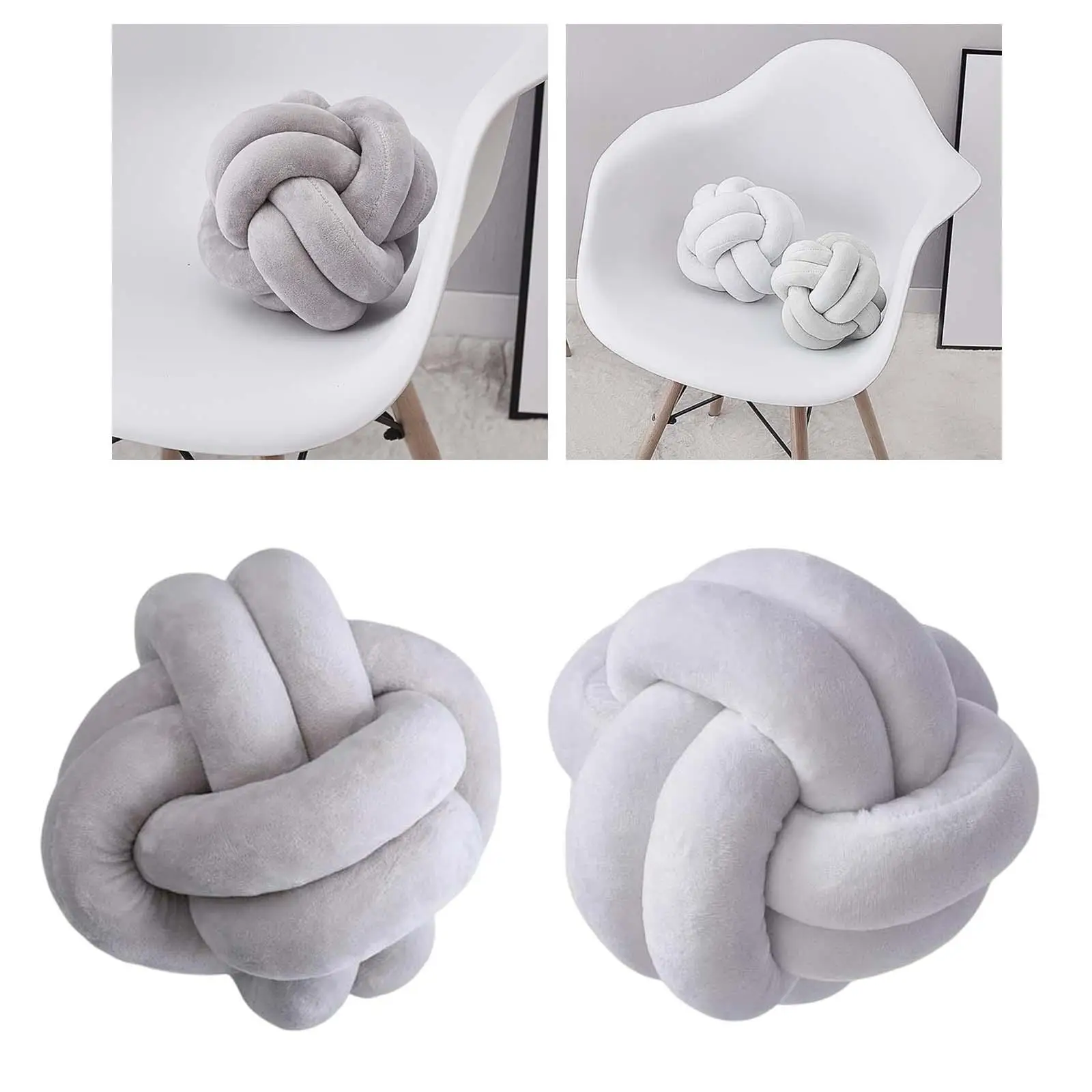 2x Nordic Style Round Knot  Throw  With  Padding for Living Room 18cm