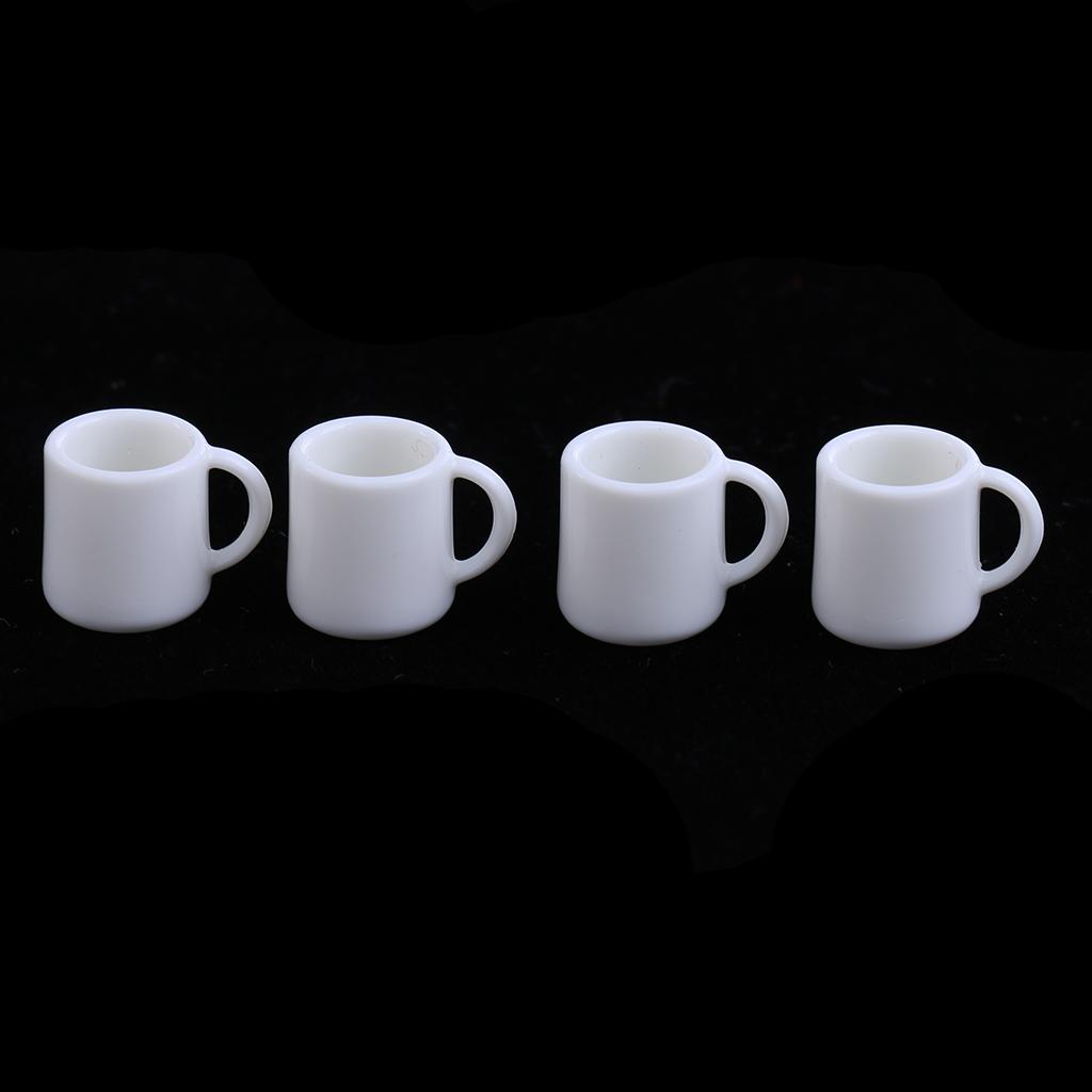 4x 1/12 Dollhouse Miniature Accessories - 4 Pieces Plastic Mugs Cups for Dollhouse Room DIY Life Scenes Decoration
