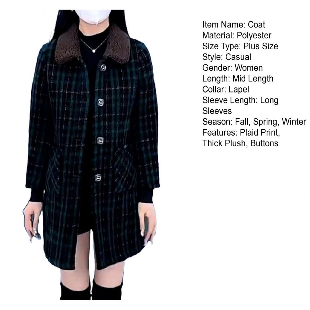 Title 6, Women Warm Coat Women Soft Jacket Plaid Print L...