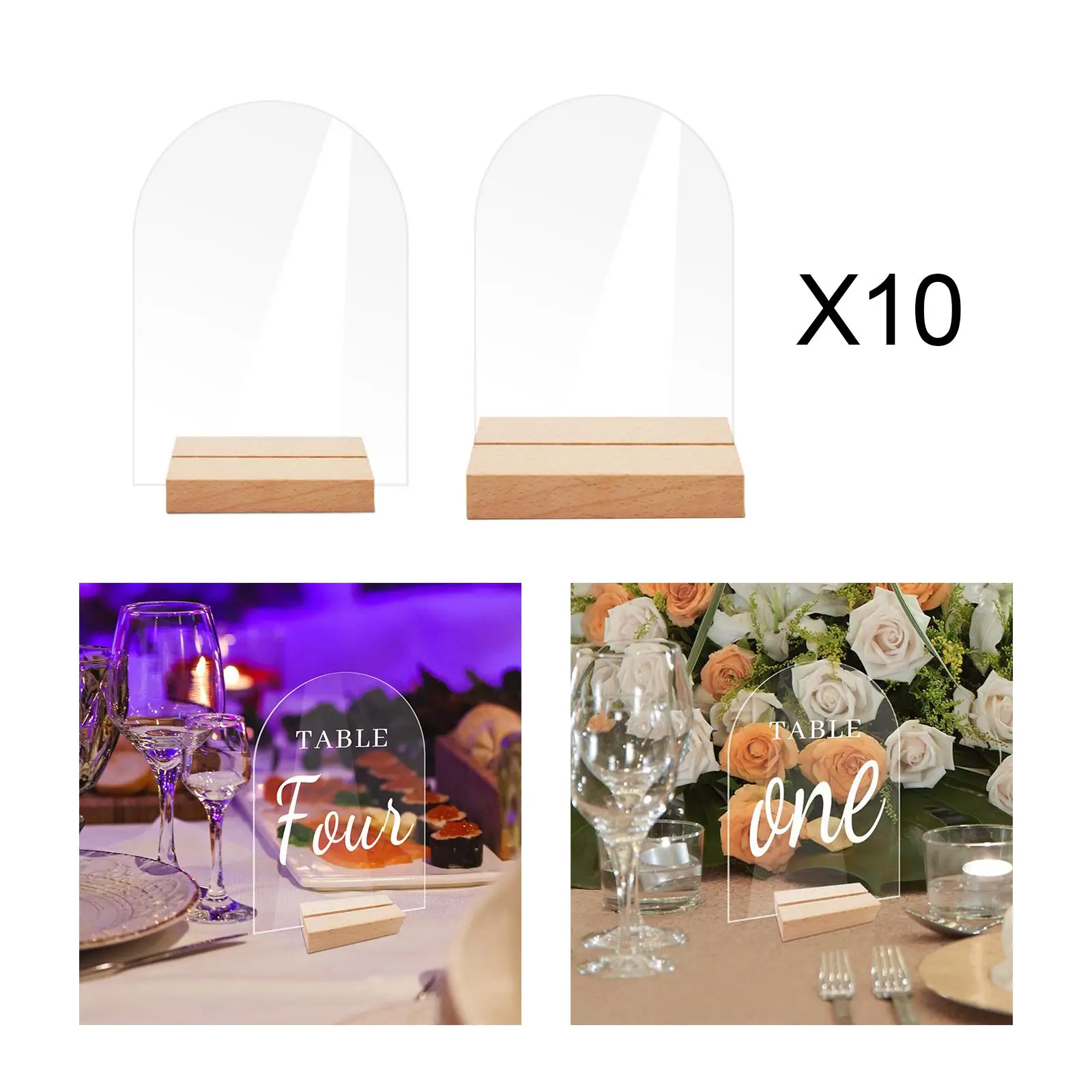 10x Clear Acrylic Place Cards Name Signs Cards with Stand Blank Plate Table Numbers for Wedding Dinner Birthday Banquet Decor